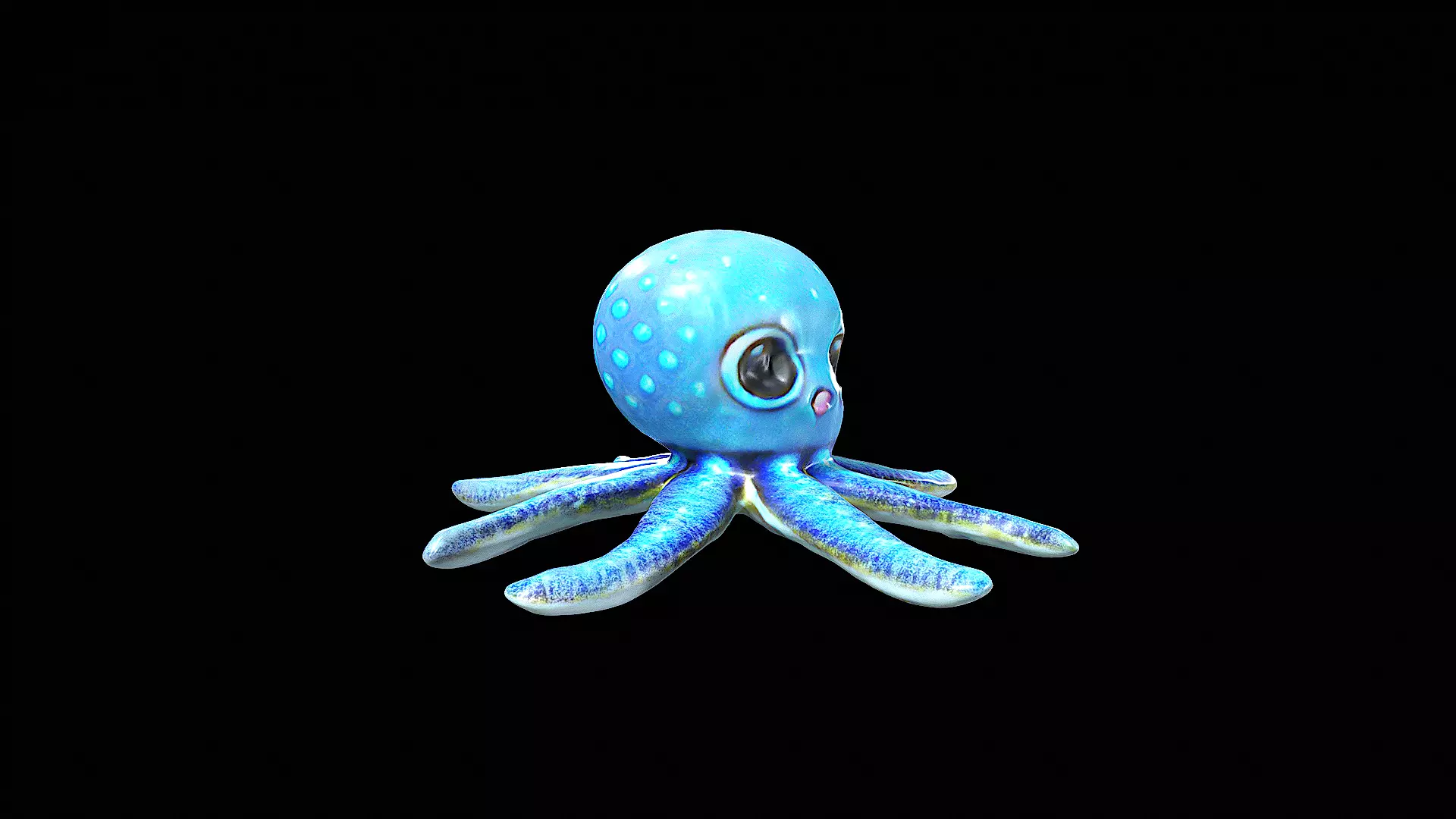 cute blue little octopus 3D model_0
