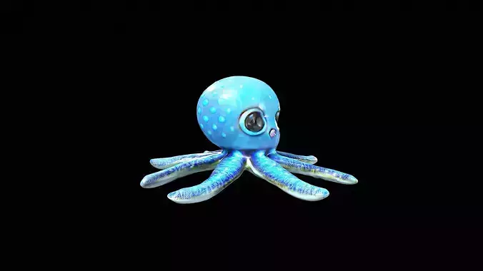 cute blue little octopus