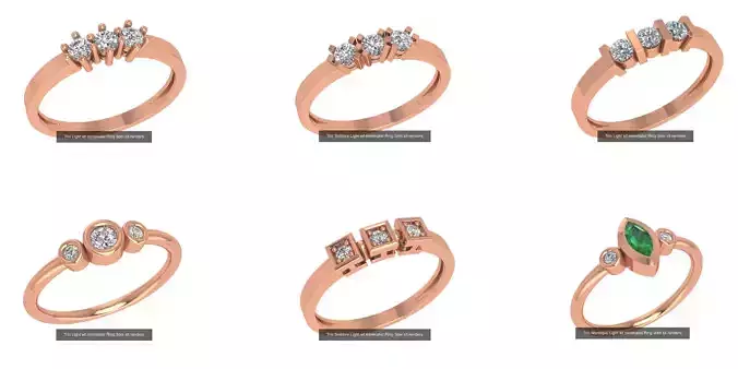 6 Trio Light wt minimalist Ring 3dm stl renders  3D Model Collection