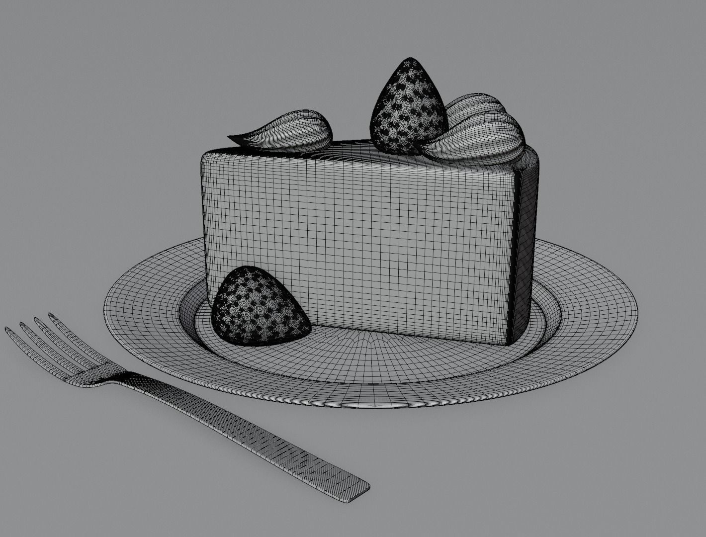 Strawberry cake classic 3D model  3D model_14