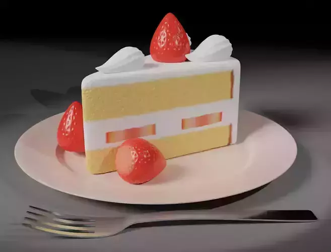 Strawberry cake classic 3D model  3D model