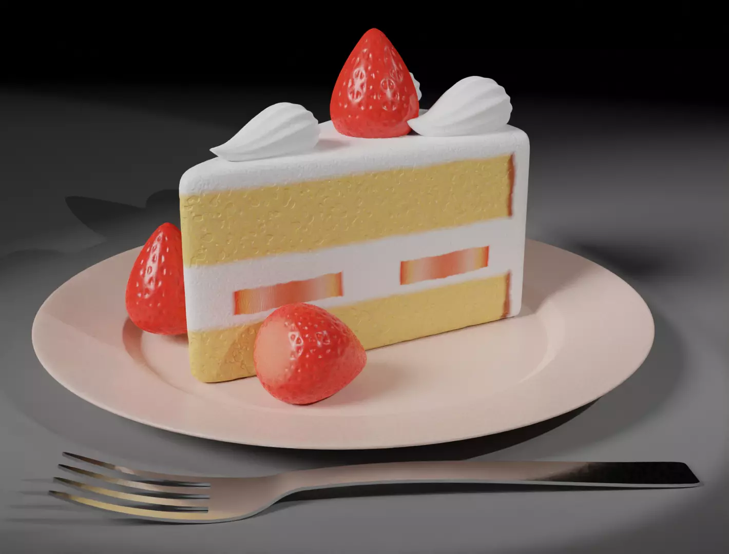 Strawberry cake classic 3D model  3D model_0