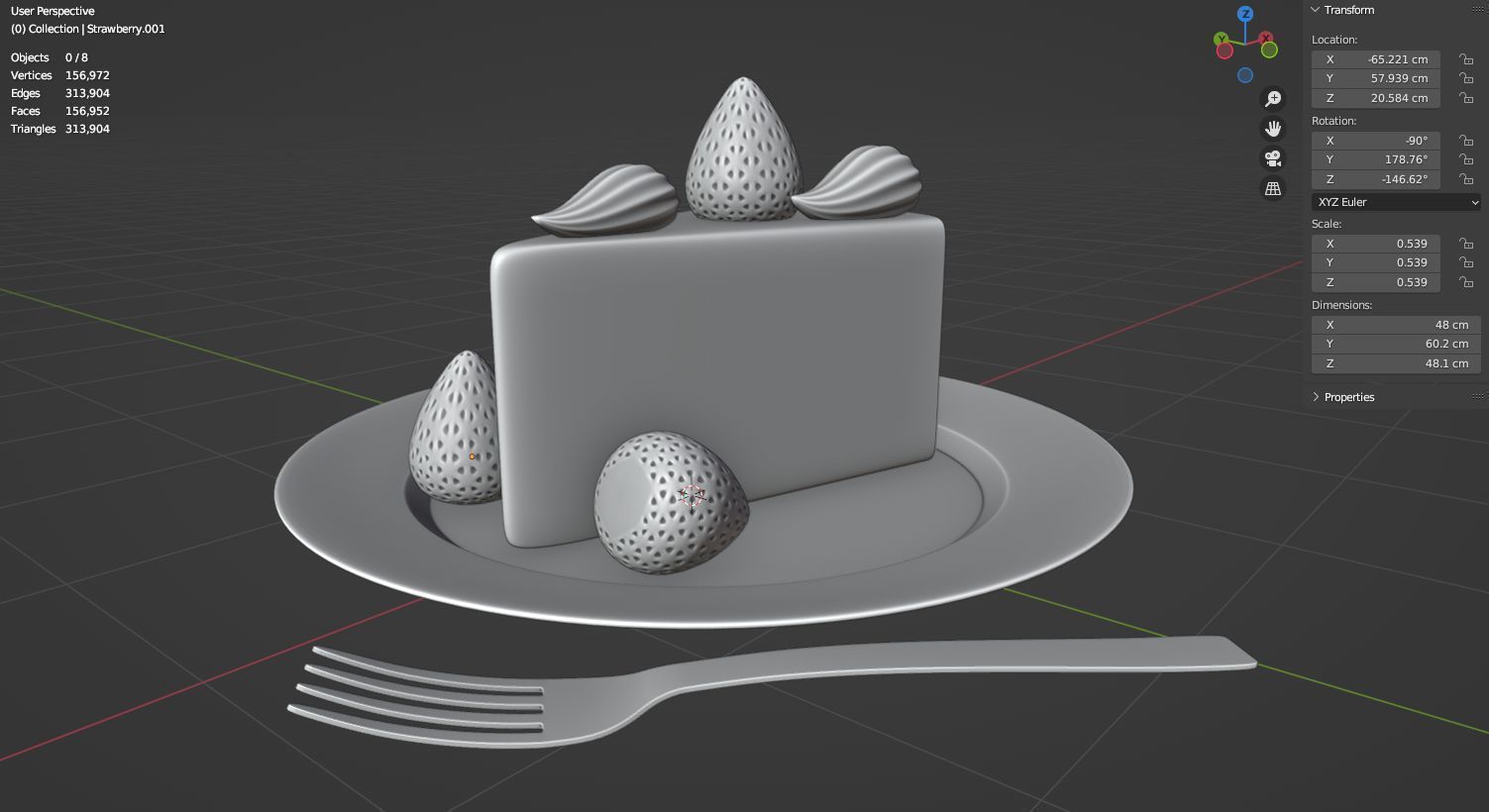 Strawberry cake classic 3D model  3D model_17