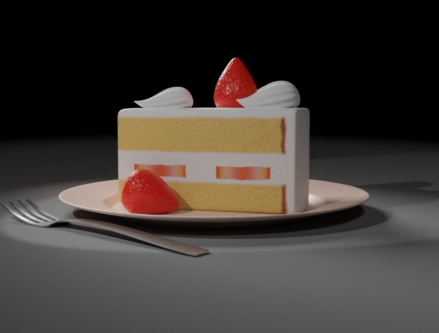 Strawberry cake classic 3D model  3D model_3