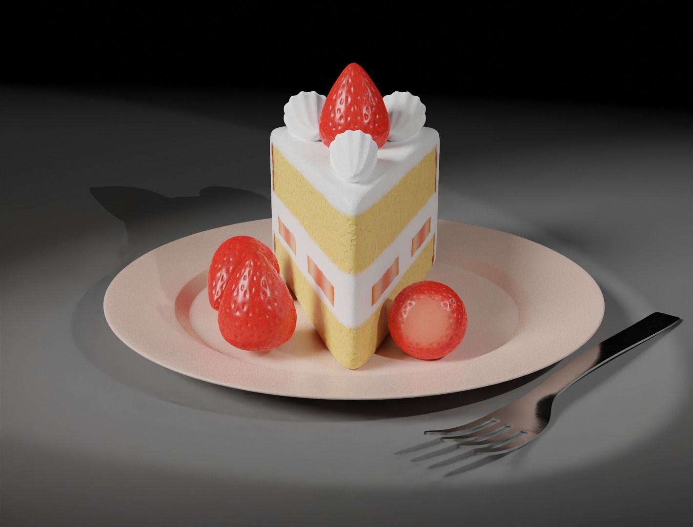 Strawberry cake classic 3D model  3D model_1