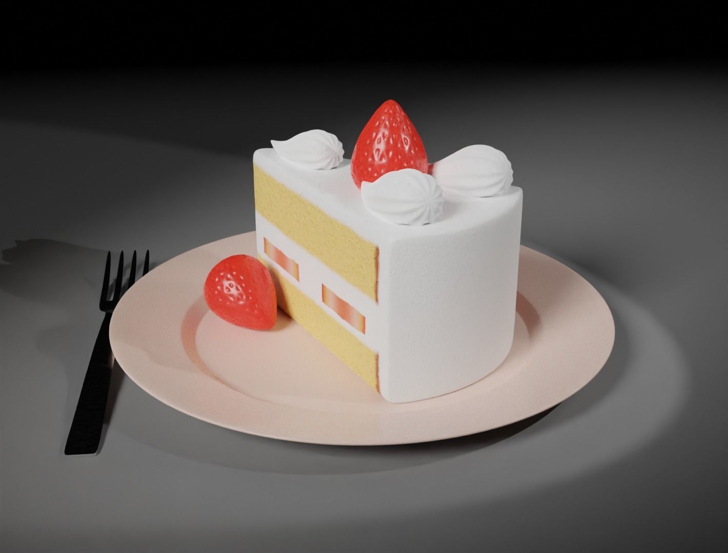 Strawberry cake classic 3D model  3D model_9