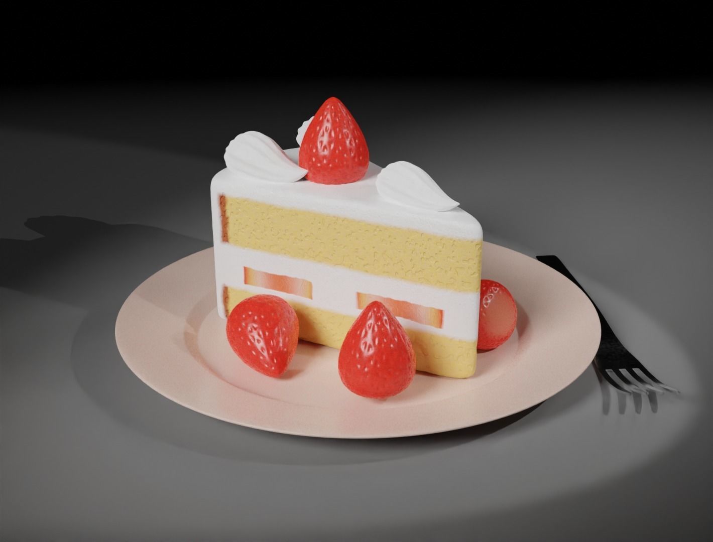 Strawberry cake classic 3D model  3D model_7