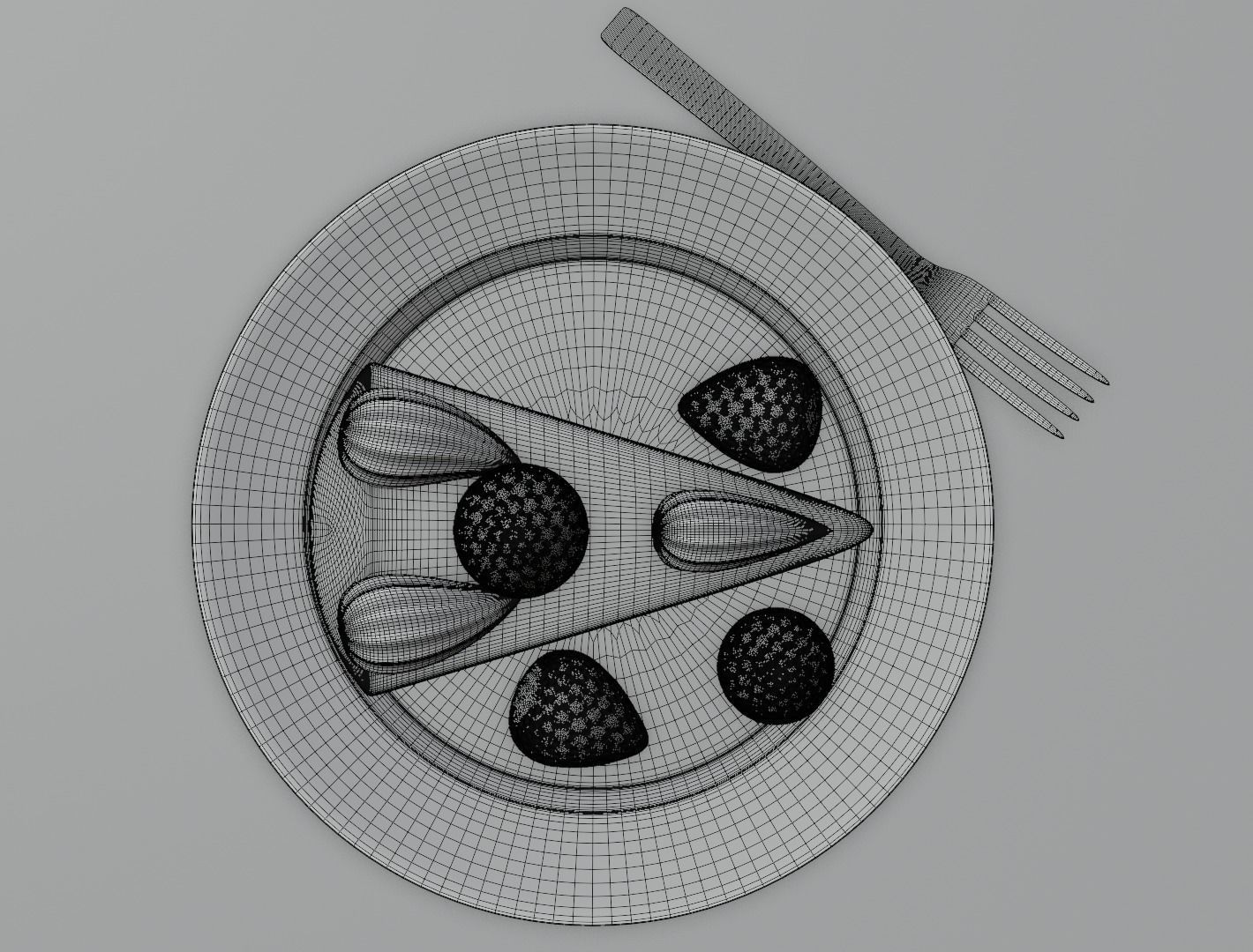 Strawberry cake classic 3D model  3D model_12