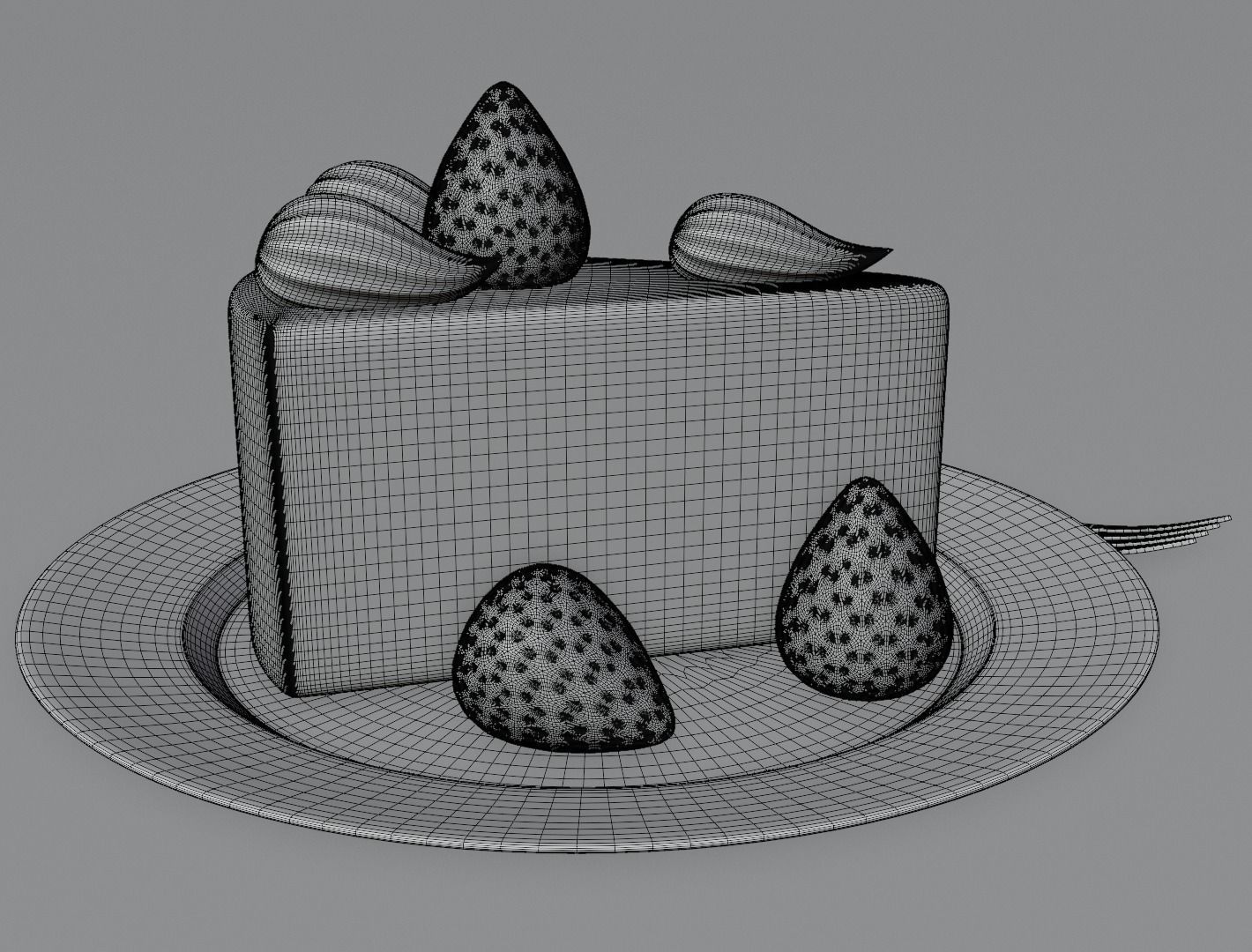 Strawberry cake classic 3D model  3D model_13