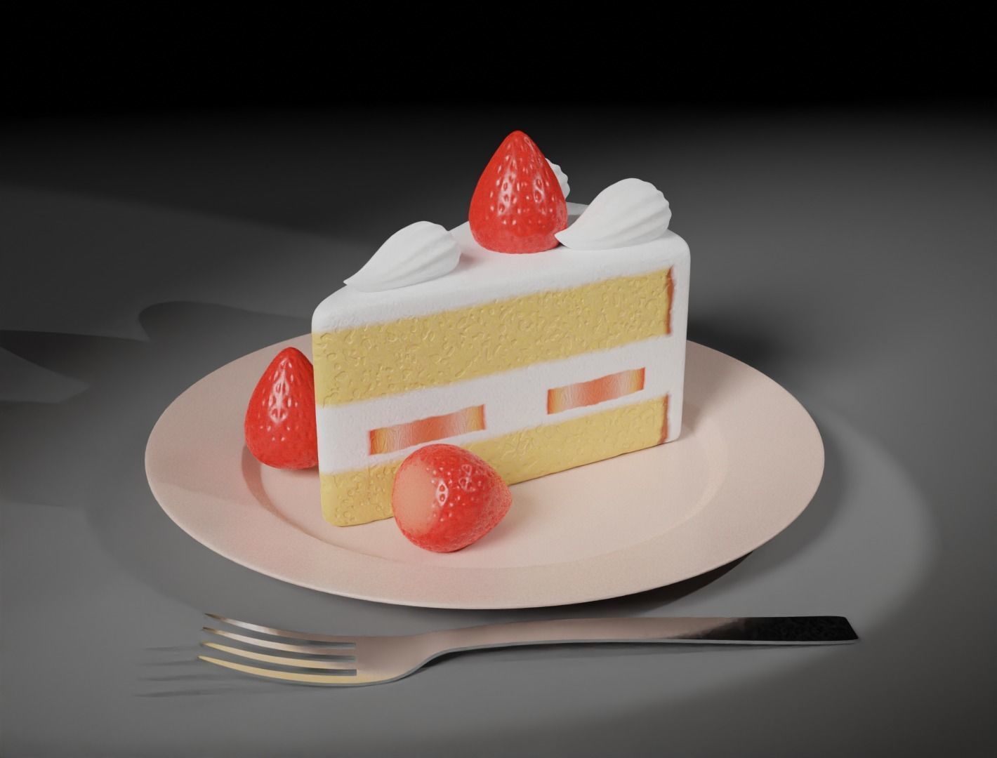 Strawberry cake classic 3D model  3D model_8