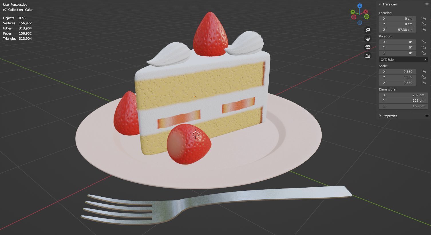 Strawberry cake classic 3D model  3D model_16