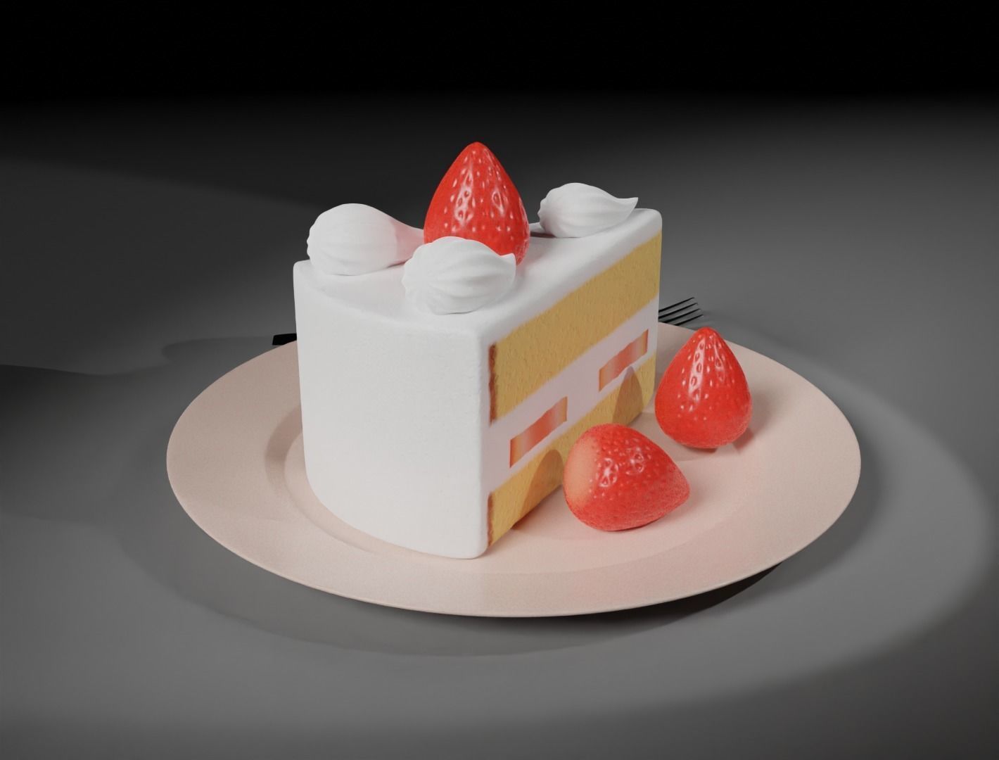 Strawberry cake classic 3D model  3D model_6