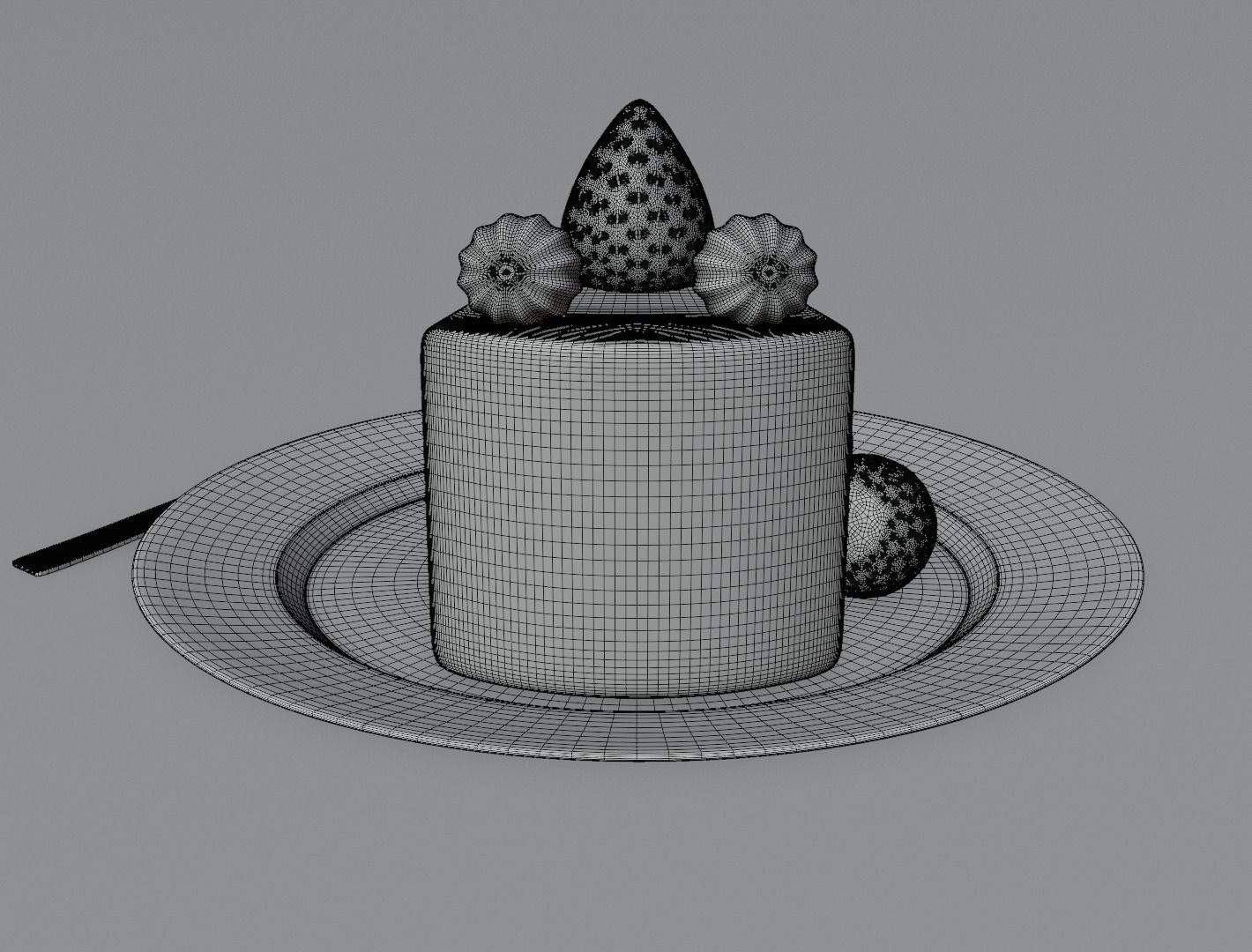 Strawberry cake classic 3D model  3D model_15