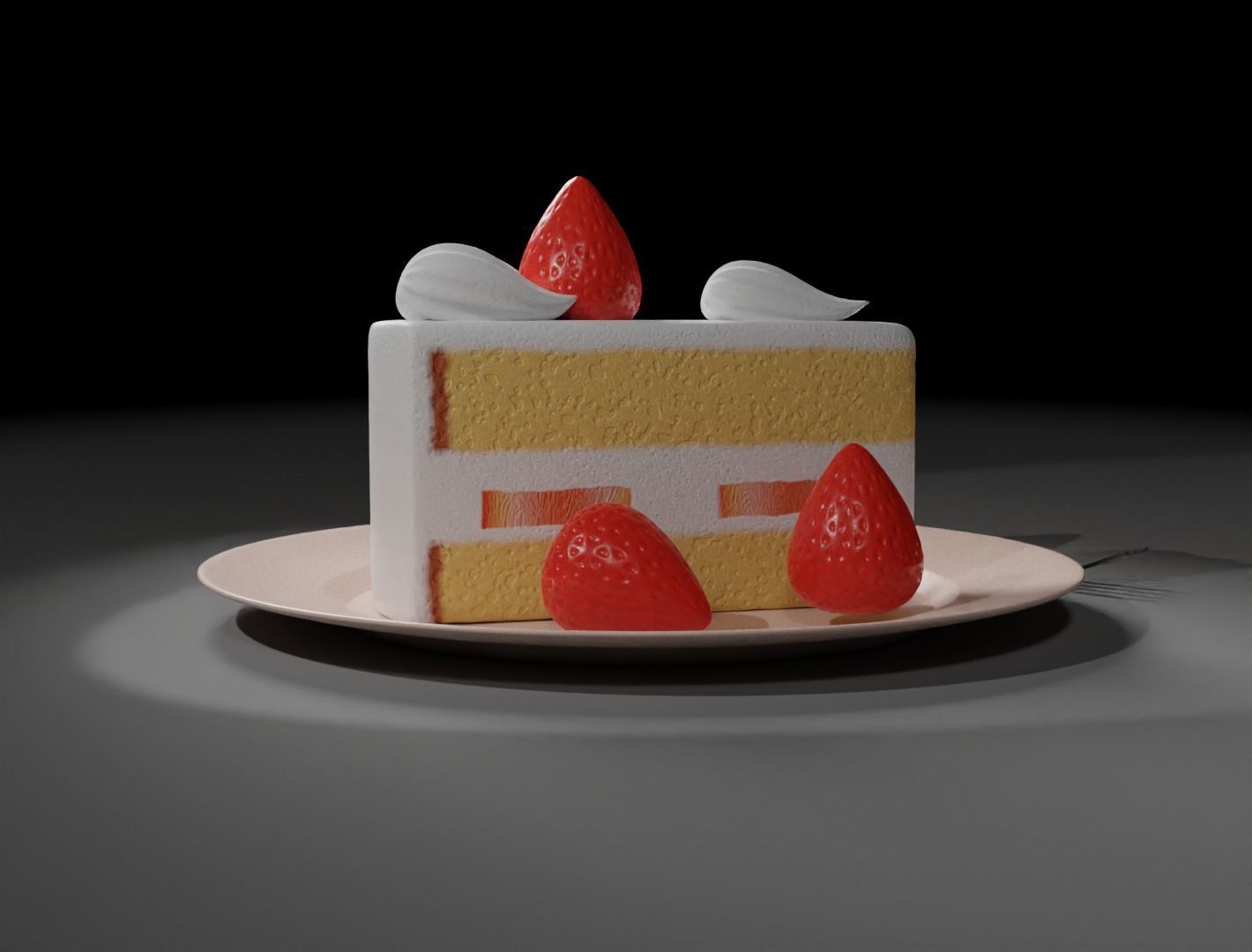 Strawberry cake classic 3D model  3D model_4