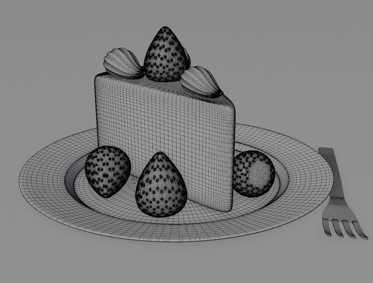 Strawberry cake classic 3D model  3D model_10