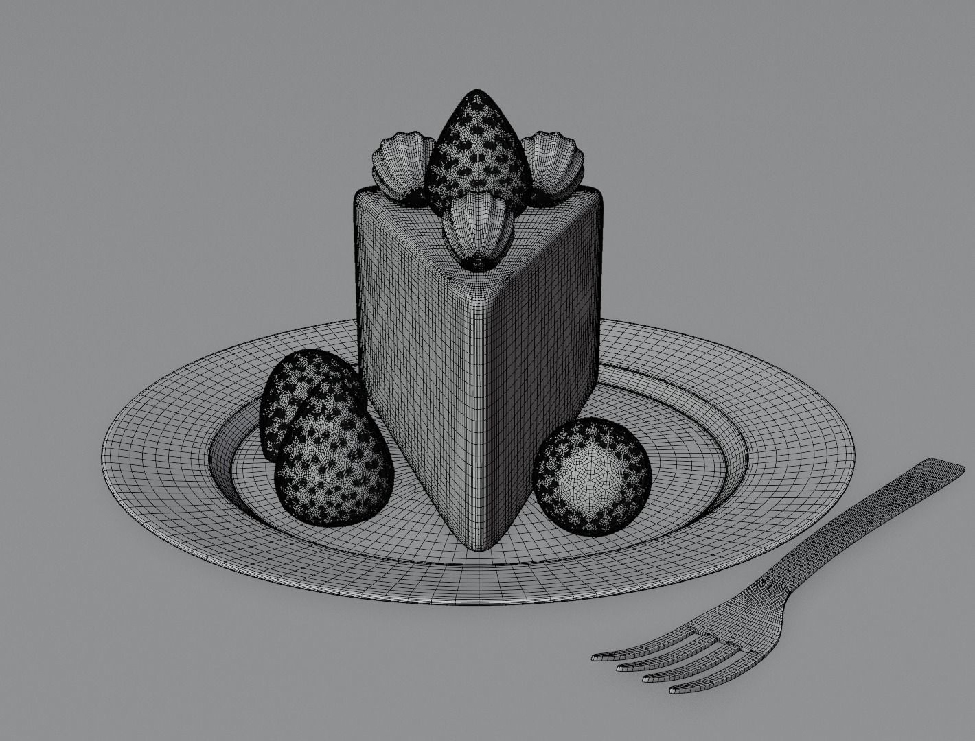 Strawberry cake classic 3D model  3D model_11