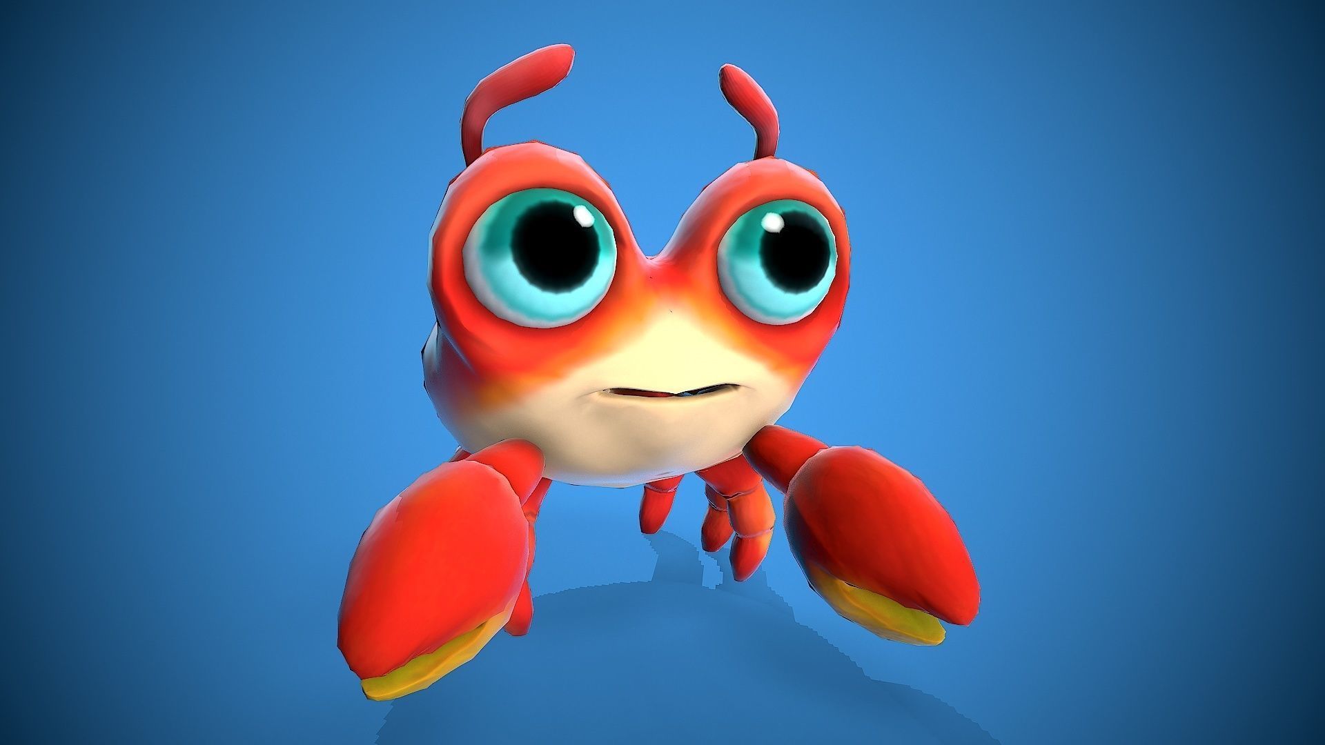 cartoon little crab Low-poly 3D model_4