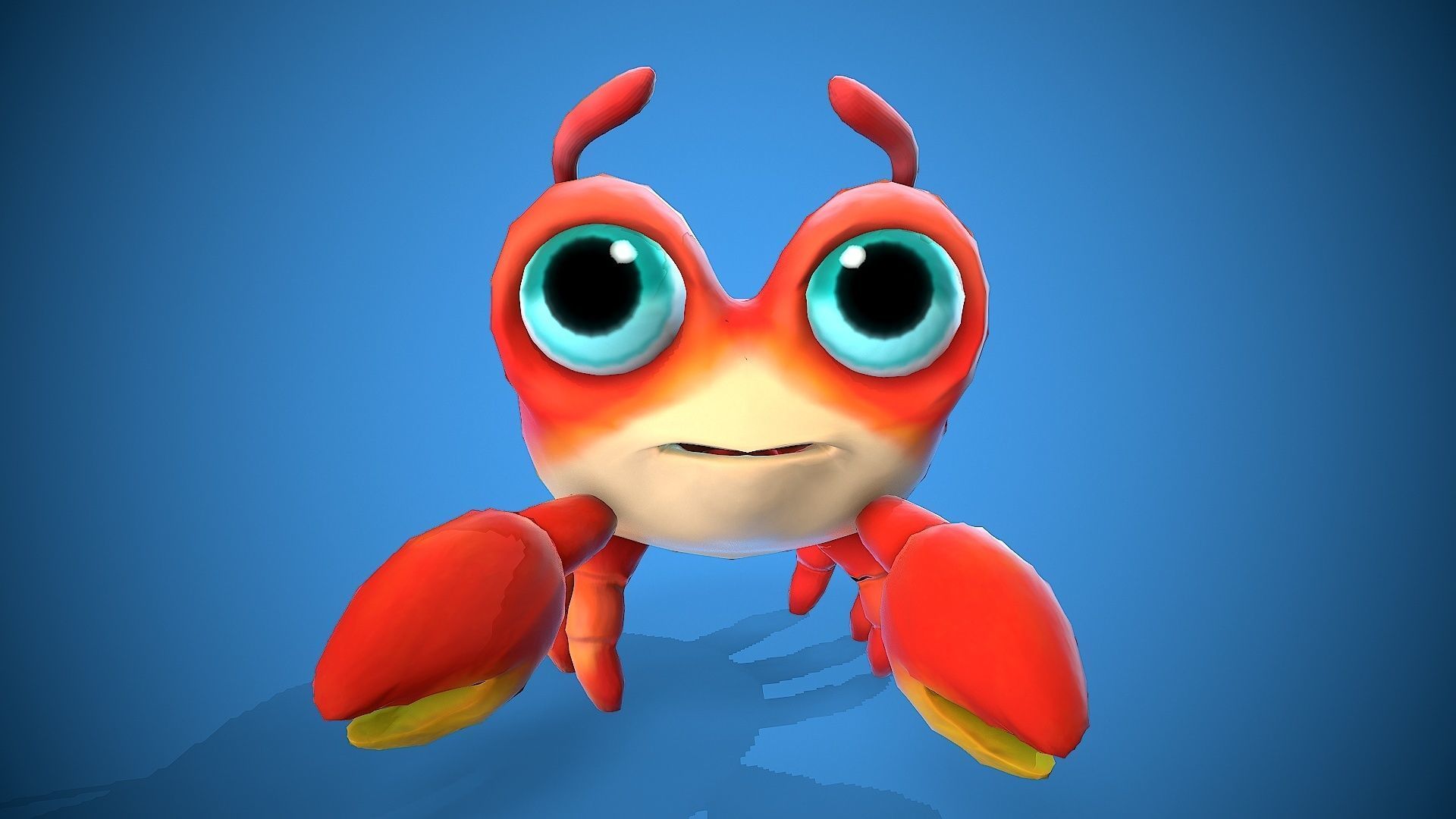 cartoon little crab Low-poly 3D model_2