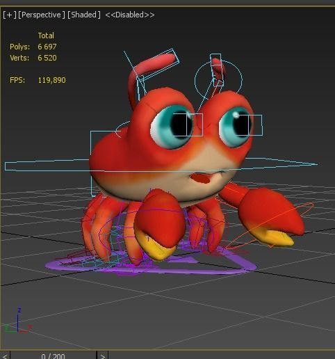 cartoon little crab Low-poly 3D model_11