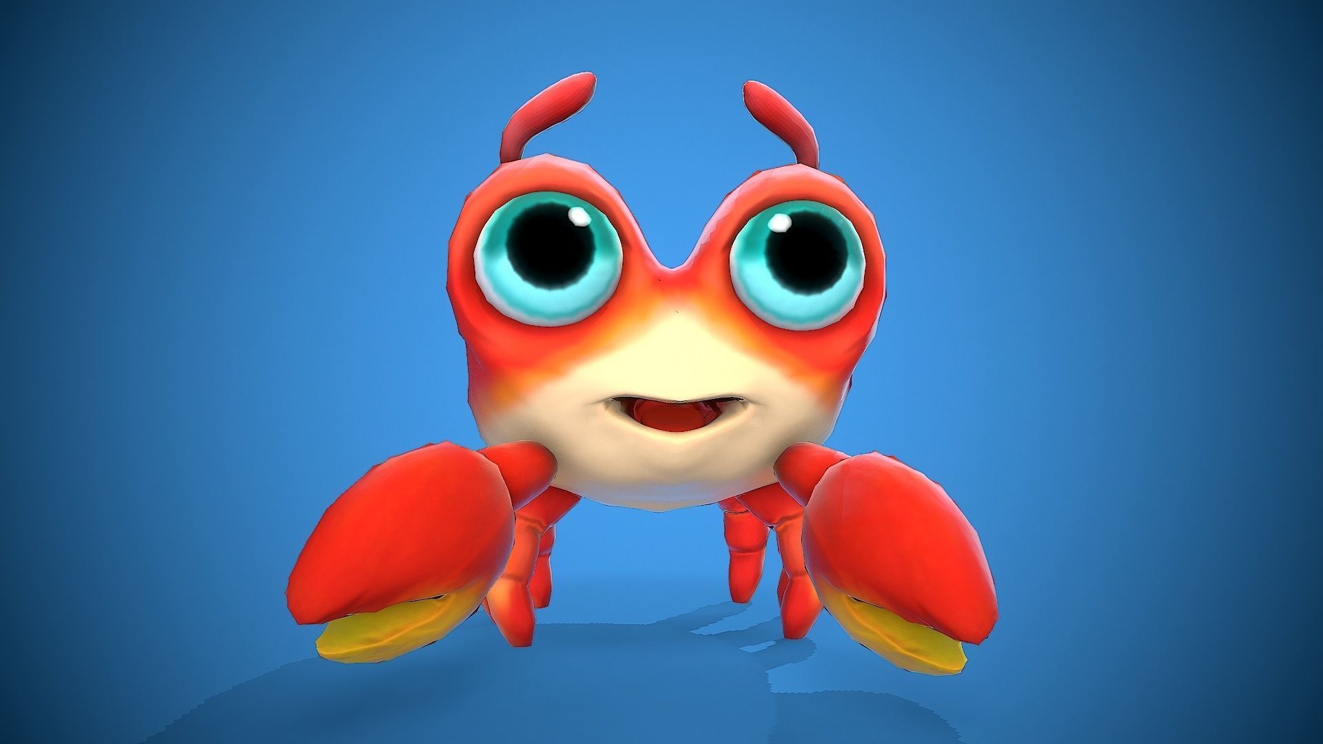 cartoon little crab Low-poly 3D model_9