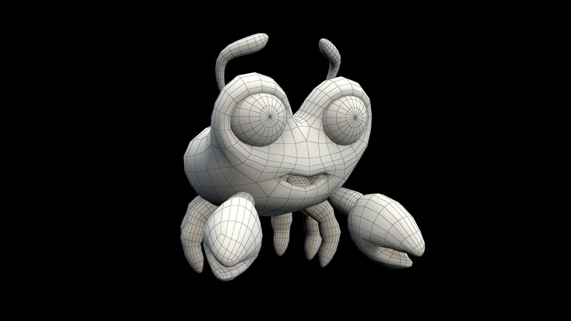 cartoon little crab Low-poly 3D model_12