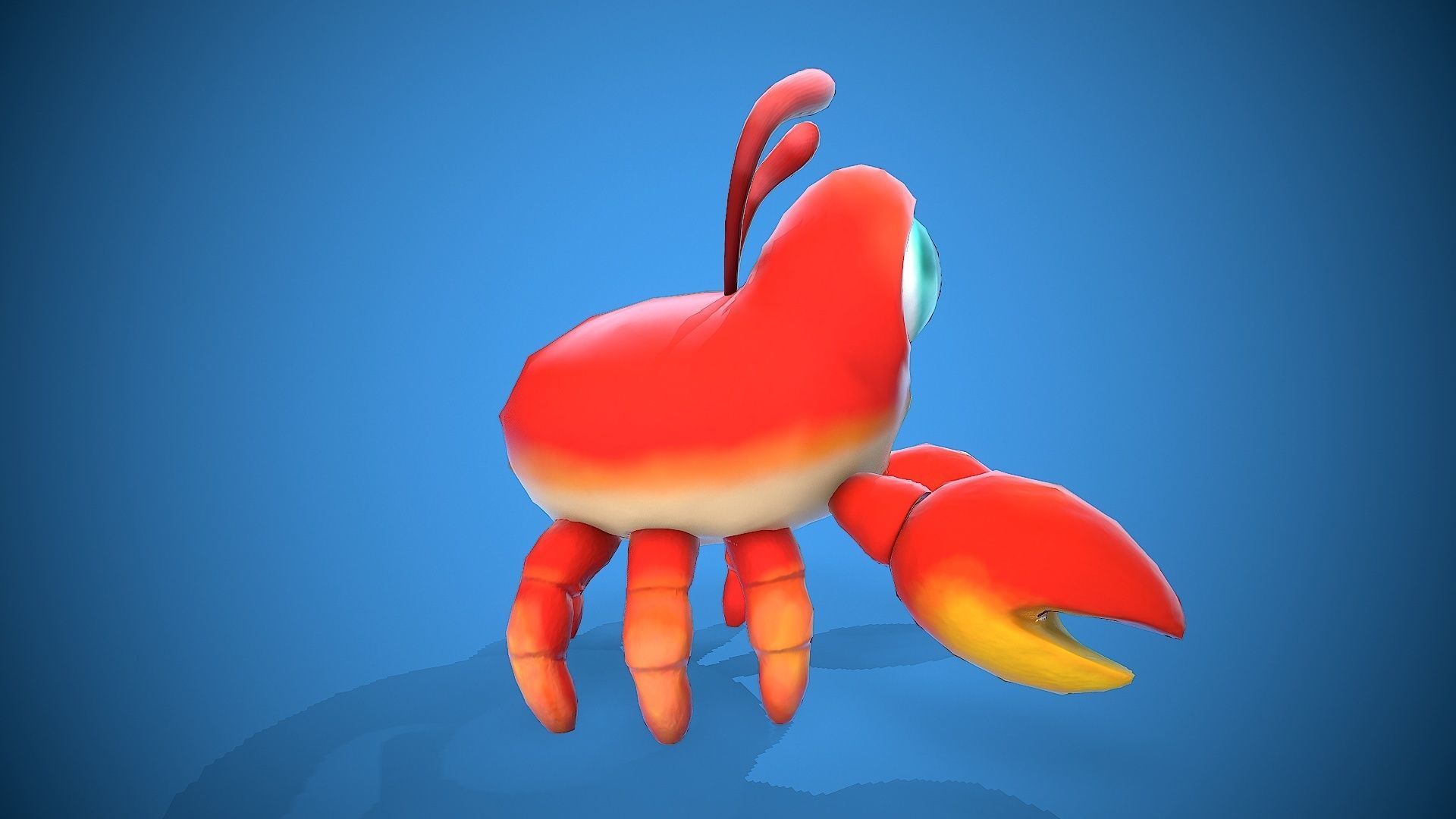 cartoon little crab Low-poly 3D model_6