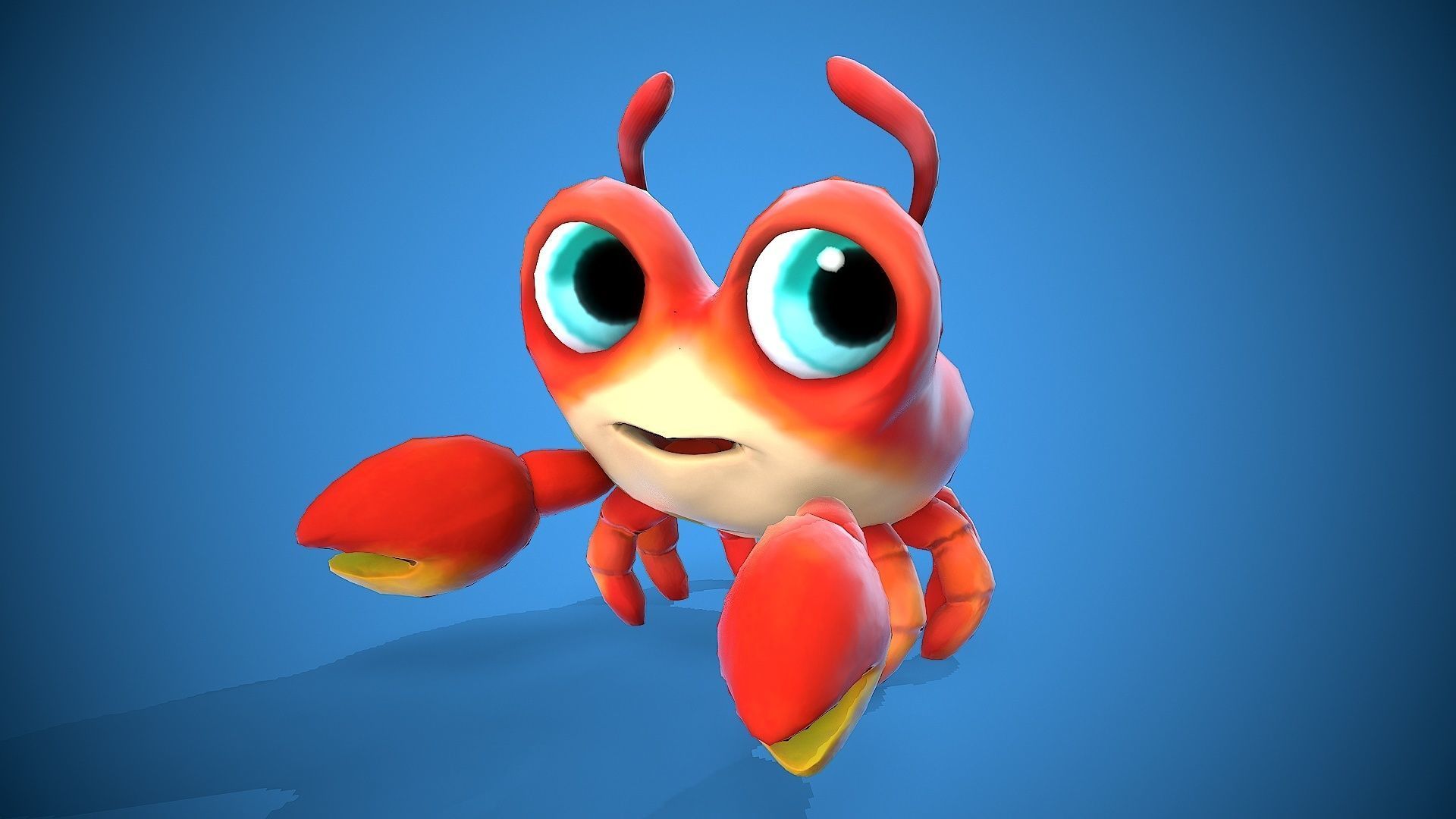 cartoon little crab Low-poly 3D model_3