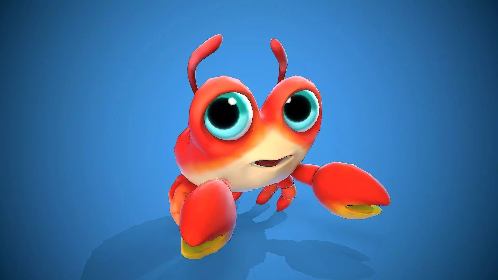 cartoon little crab Low-poly 3D model_0