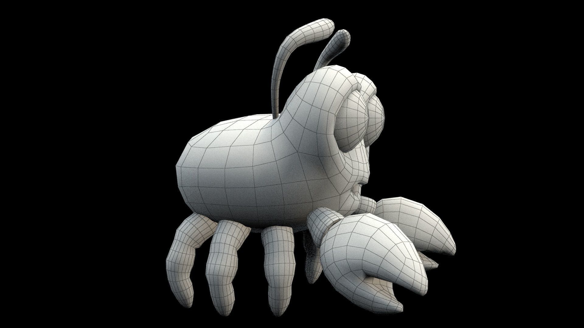 cartoon little crab Low-poly 3D model_13