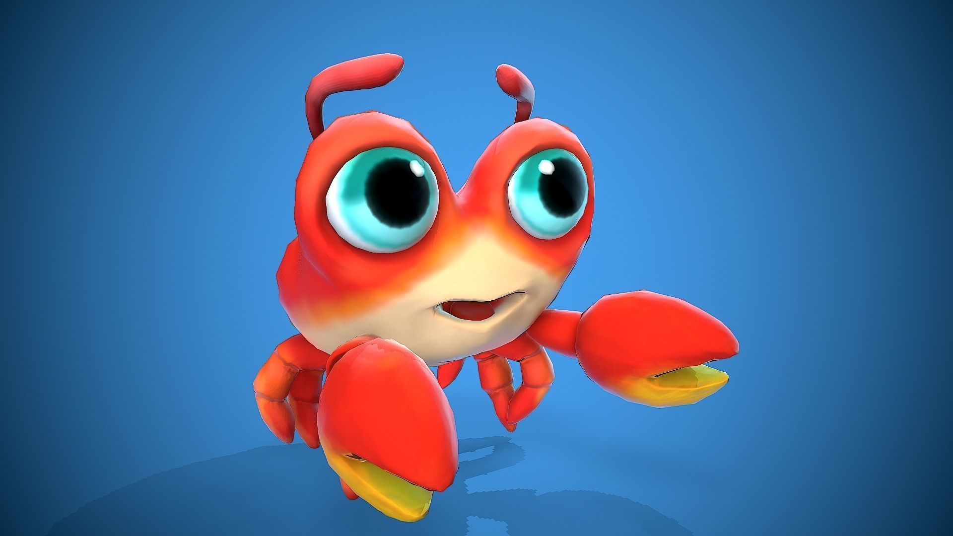 cartoon little crab Low-poly 3D model_10