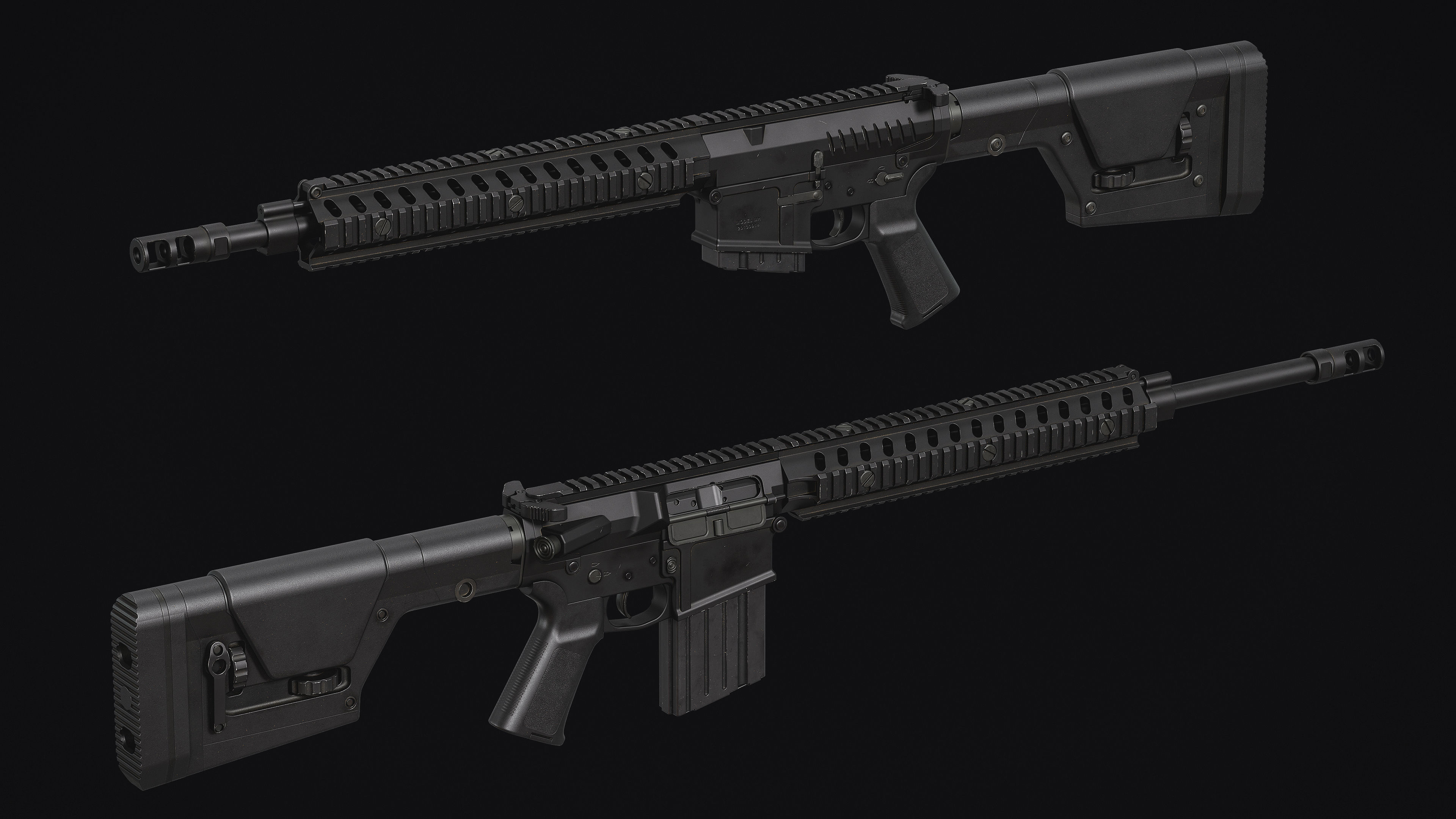 M4-AR15 Rifle Low-poly 3D model_10