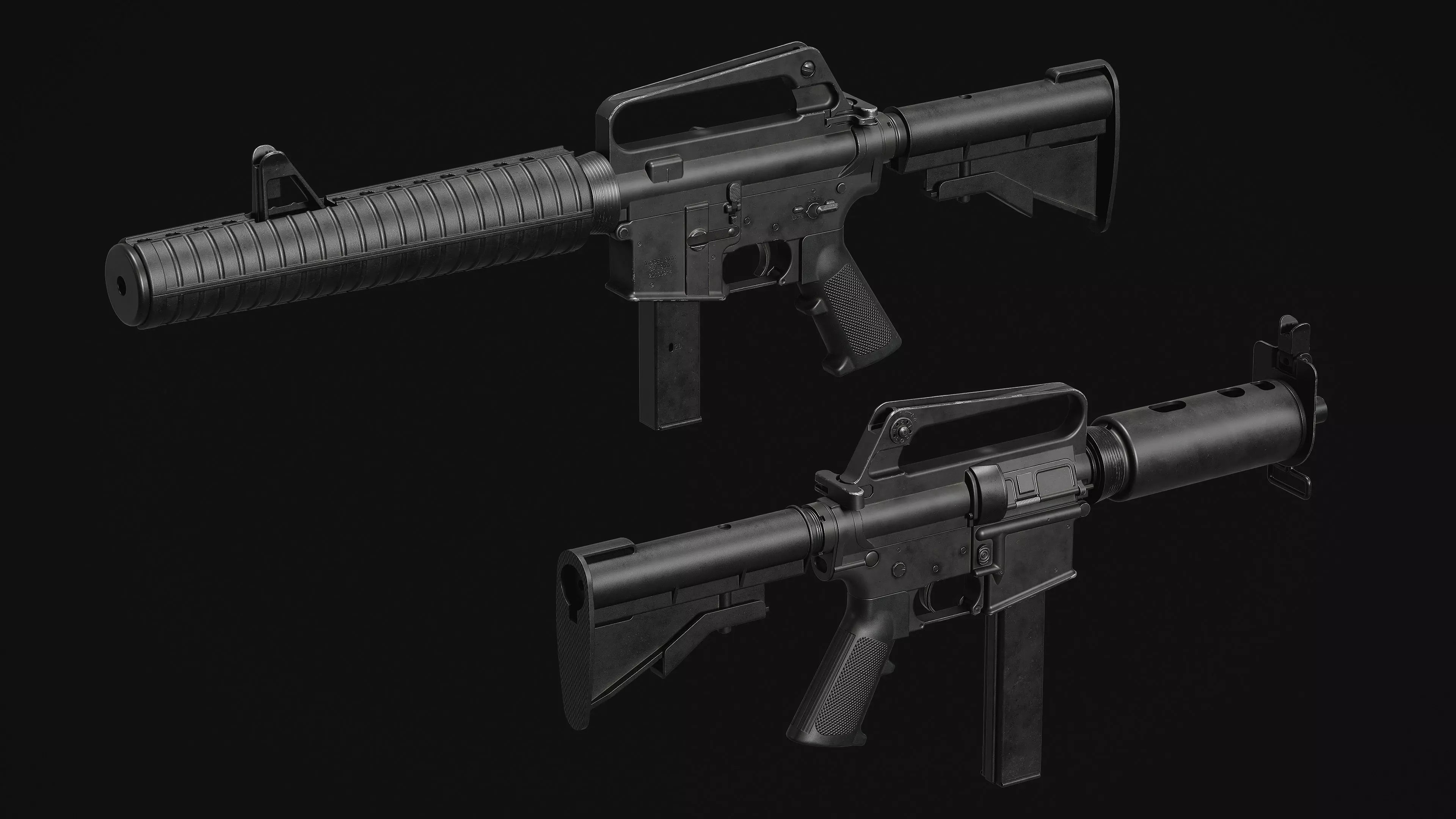 M4-AR15 Rifle Low-poly 3D model_13