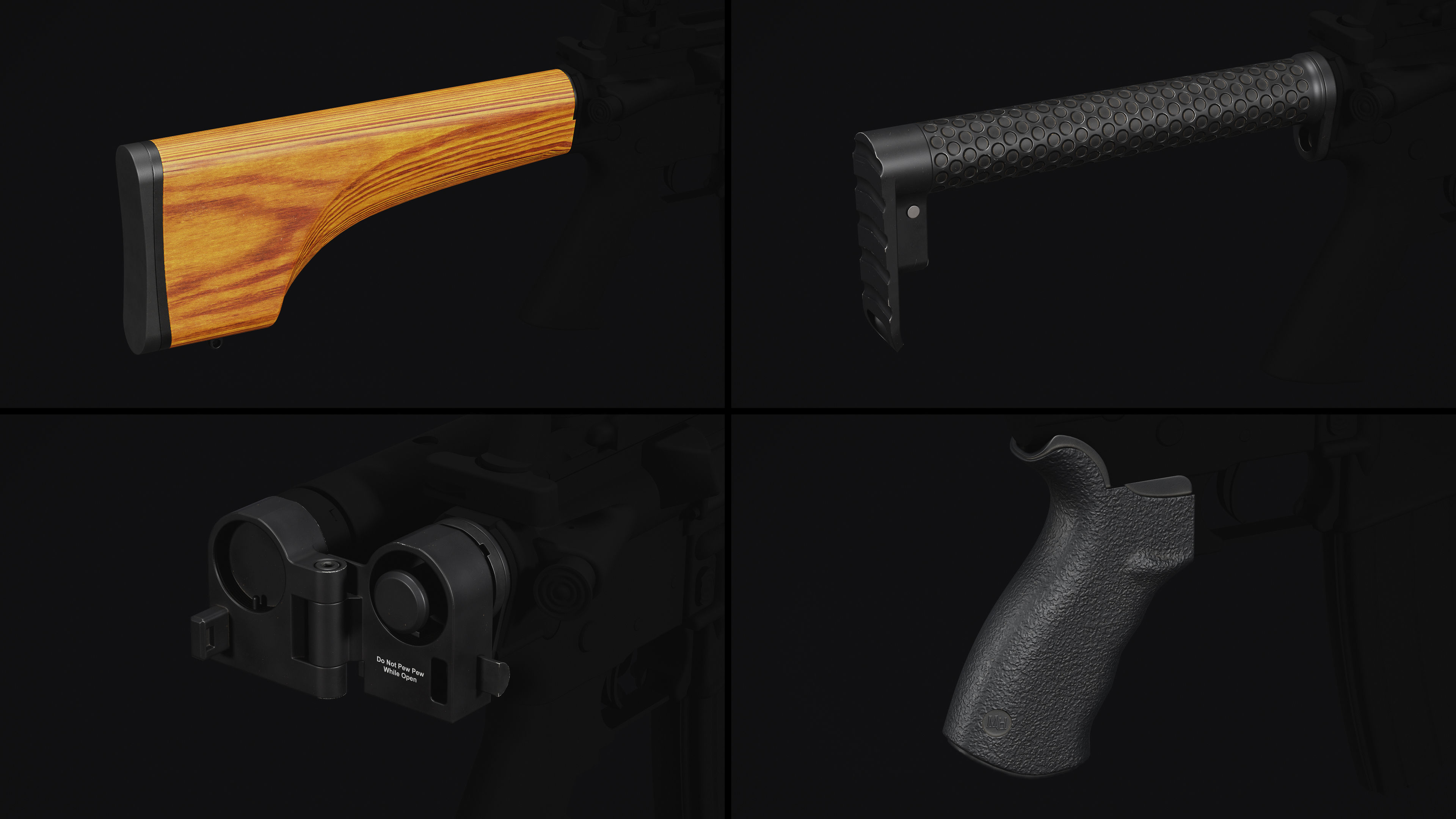 M4-AR15 Rifle Low-poly 3D model_24