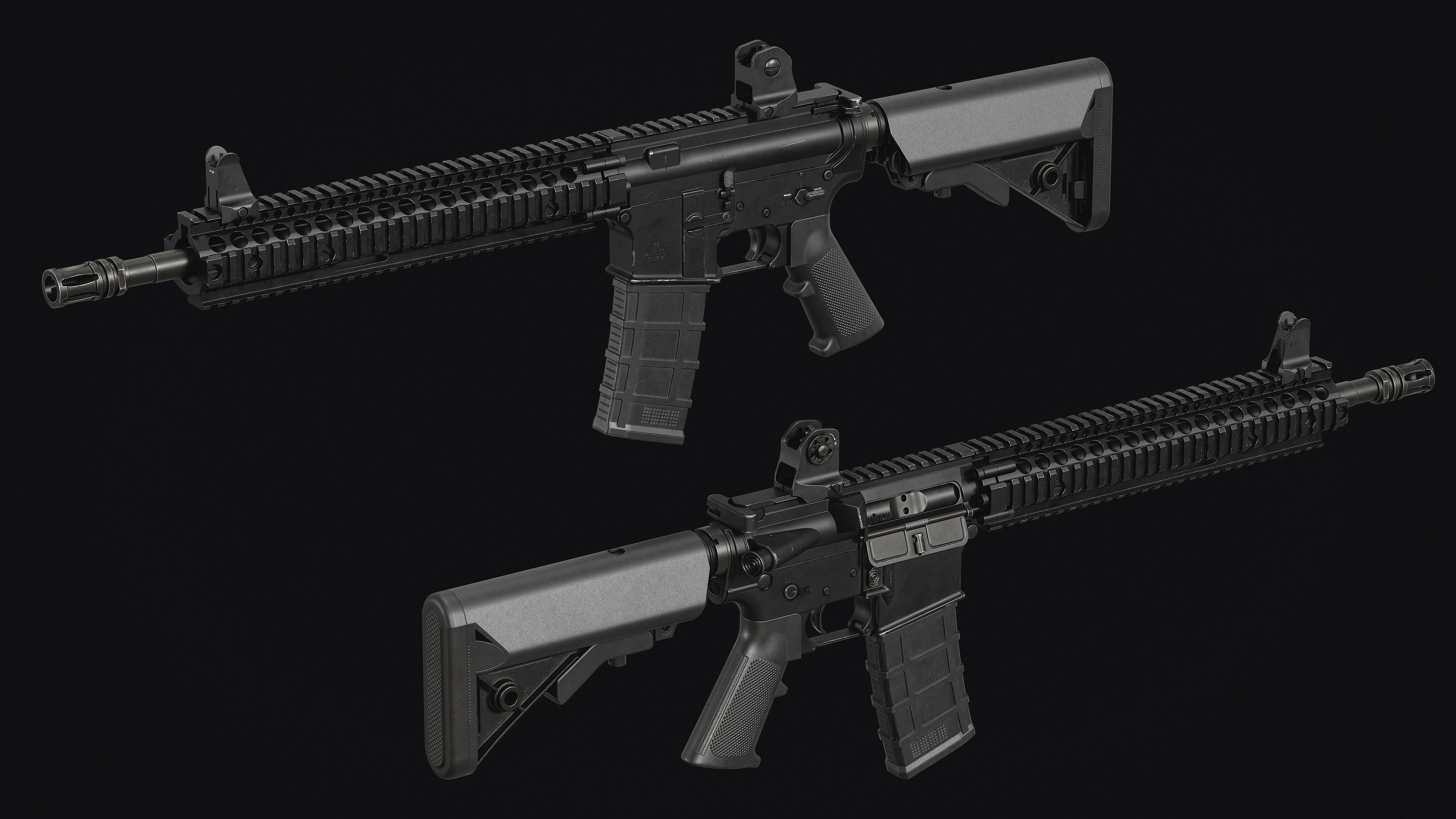 M4-AR15 Rifle Low-poly 3D model_3
