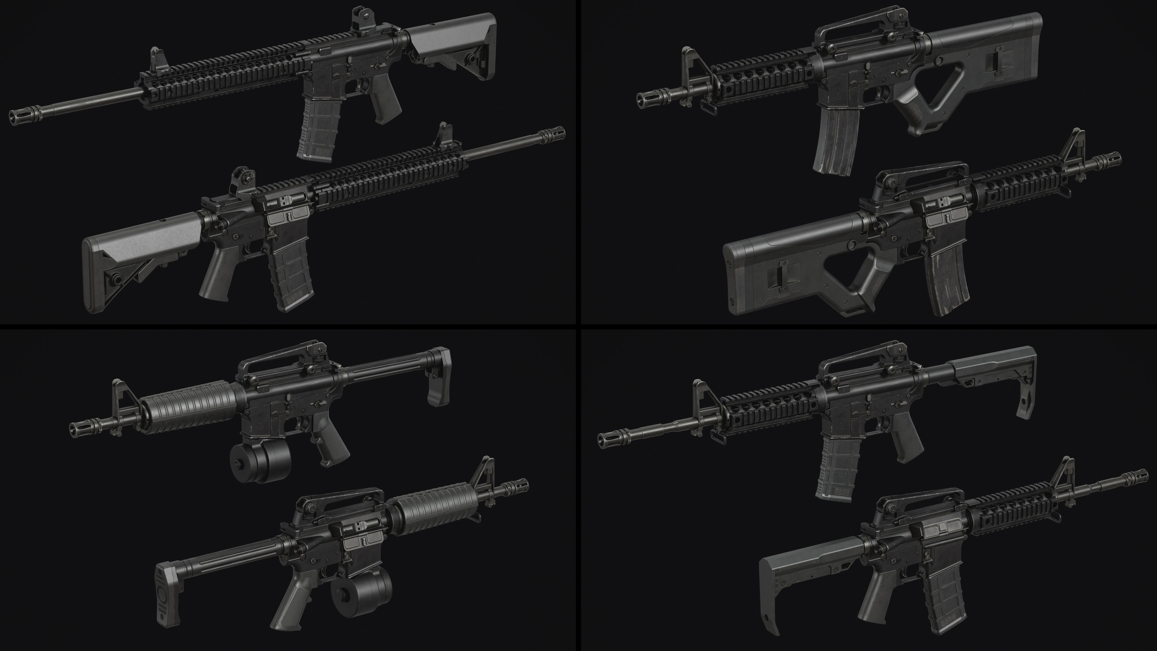 M4-AR15 Rifle Low-poly 3D model_11