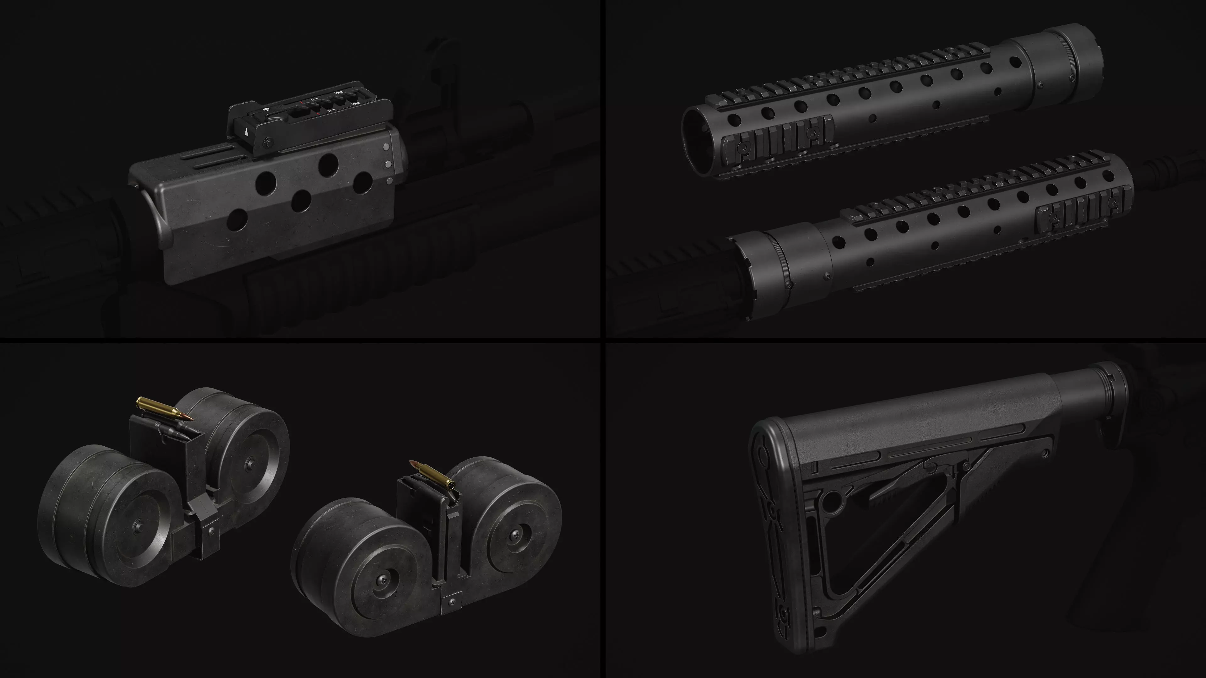 M4-AR15 Rifle Low-poly 3D model_31