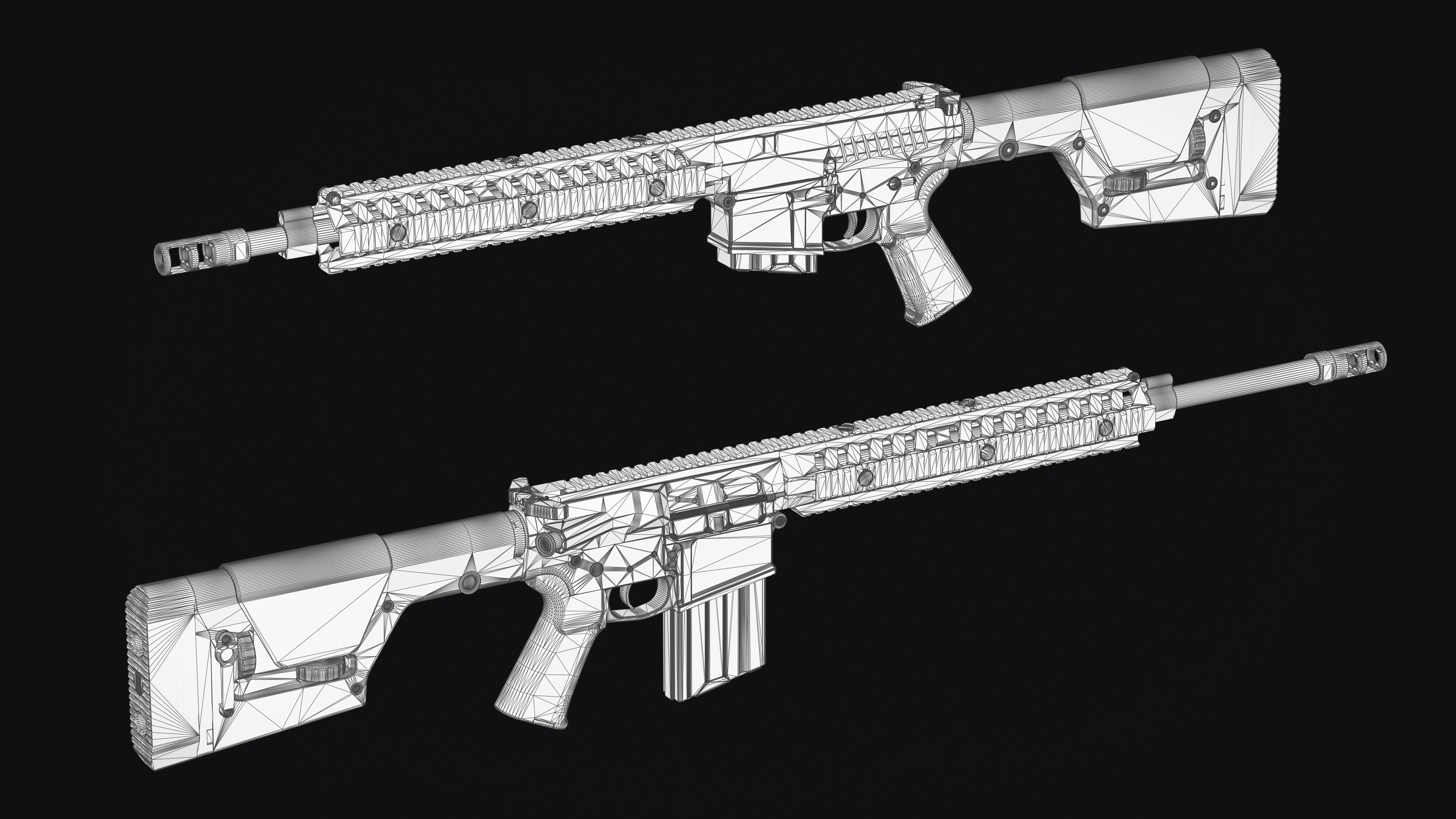 M4-AR15 Rifle Low-poly 3D model_39