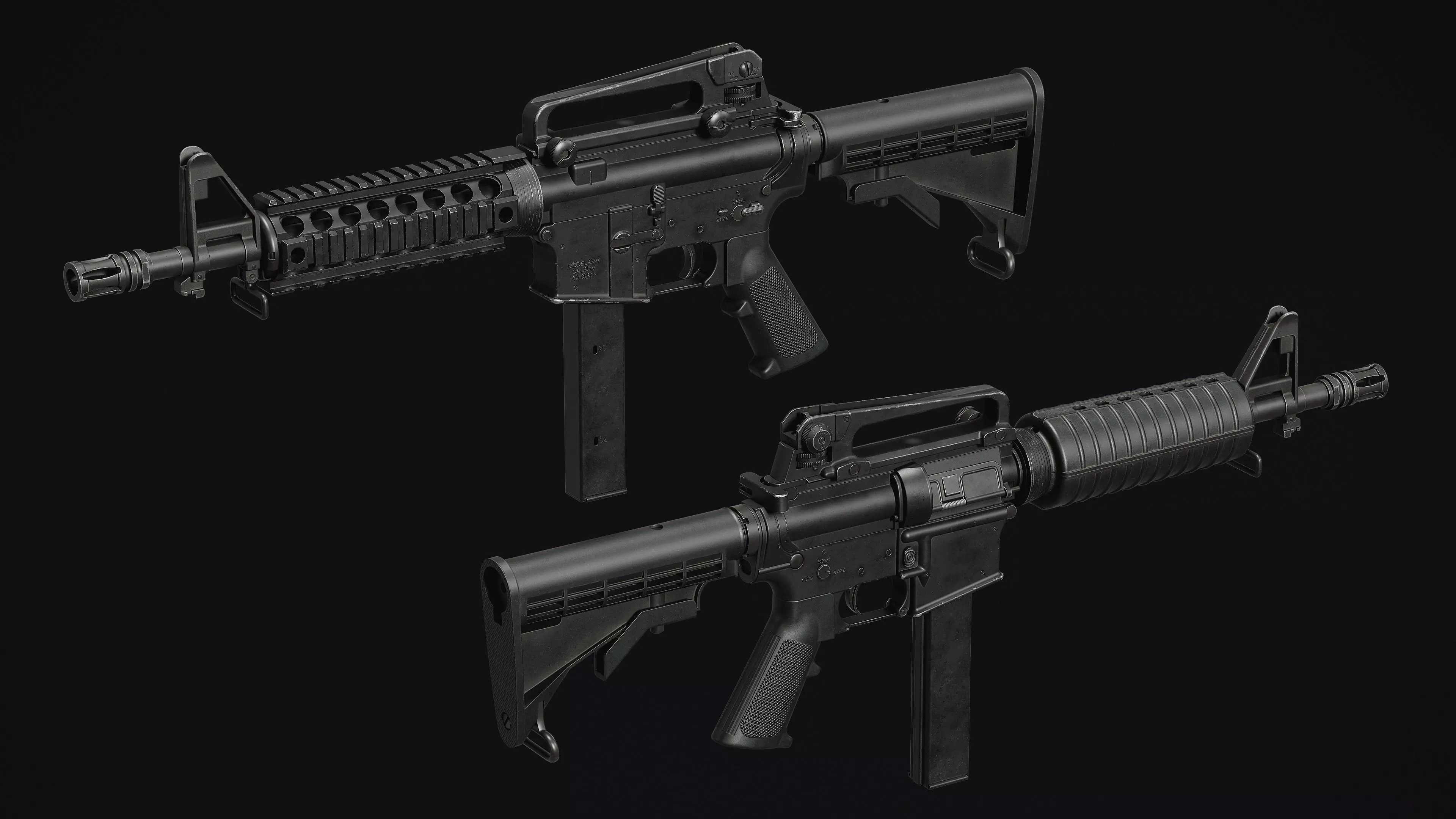 M4-AR15 Rifle Low-poly 3D model_12