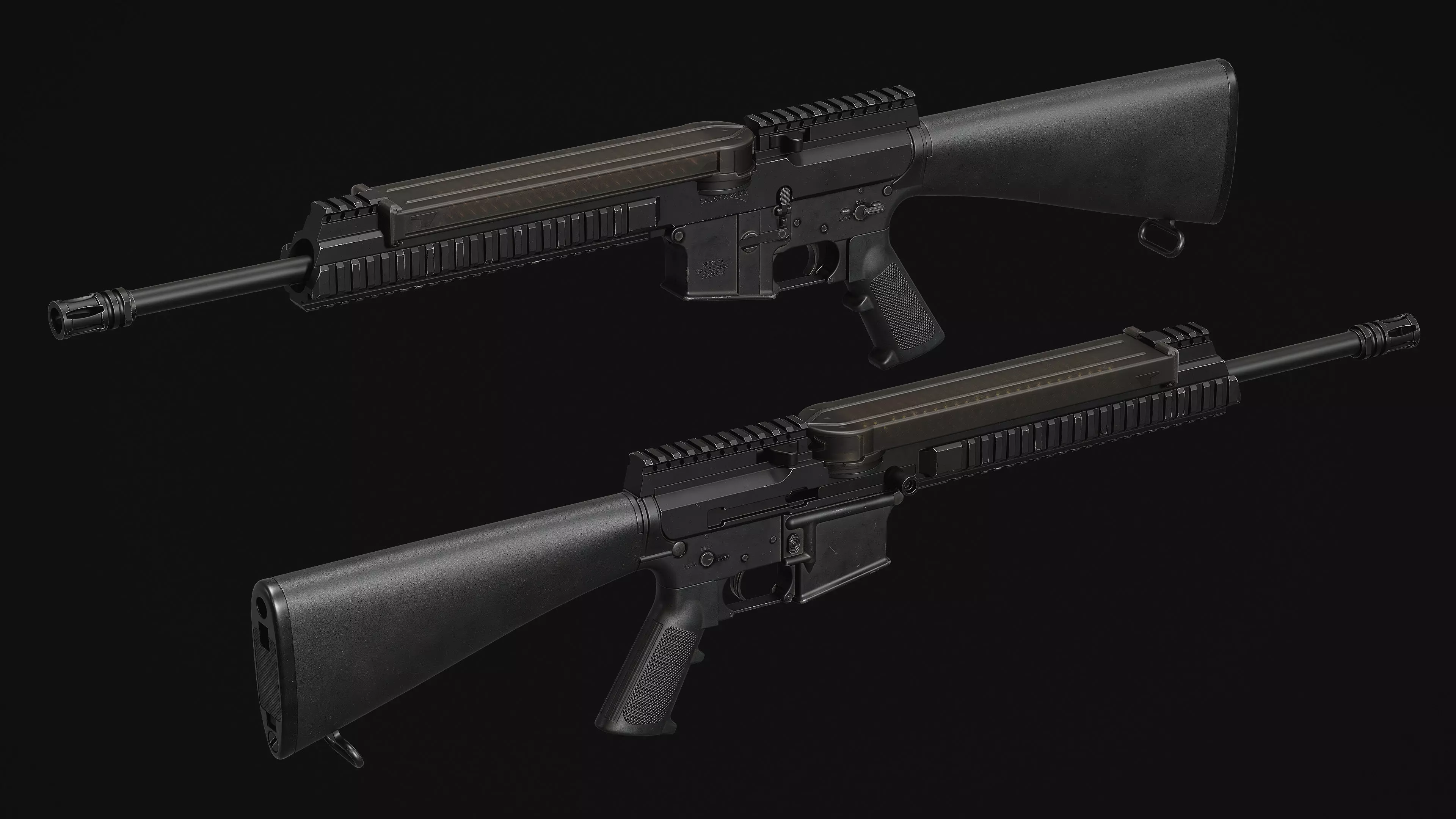 M4-AR15 Rifle Low-poly 3D model_14