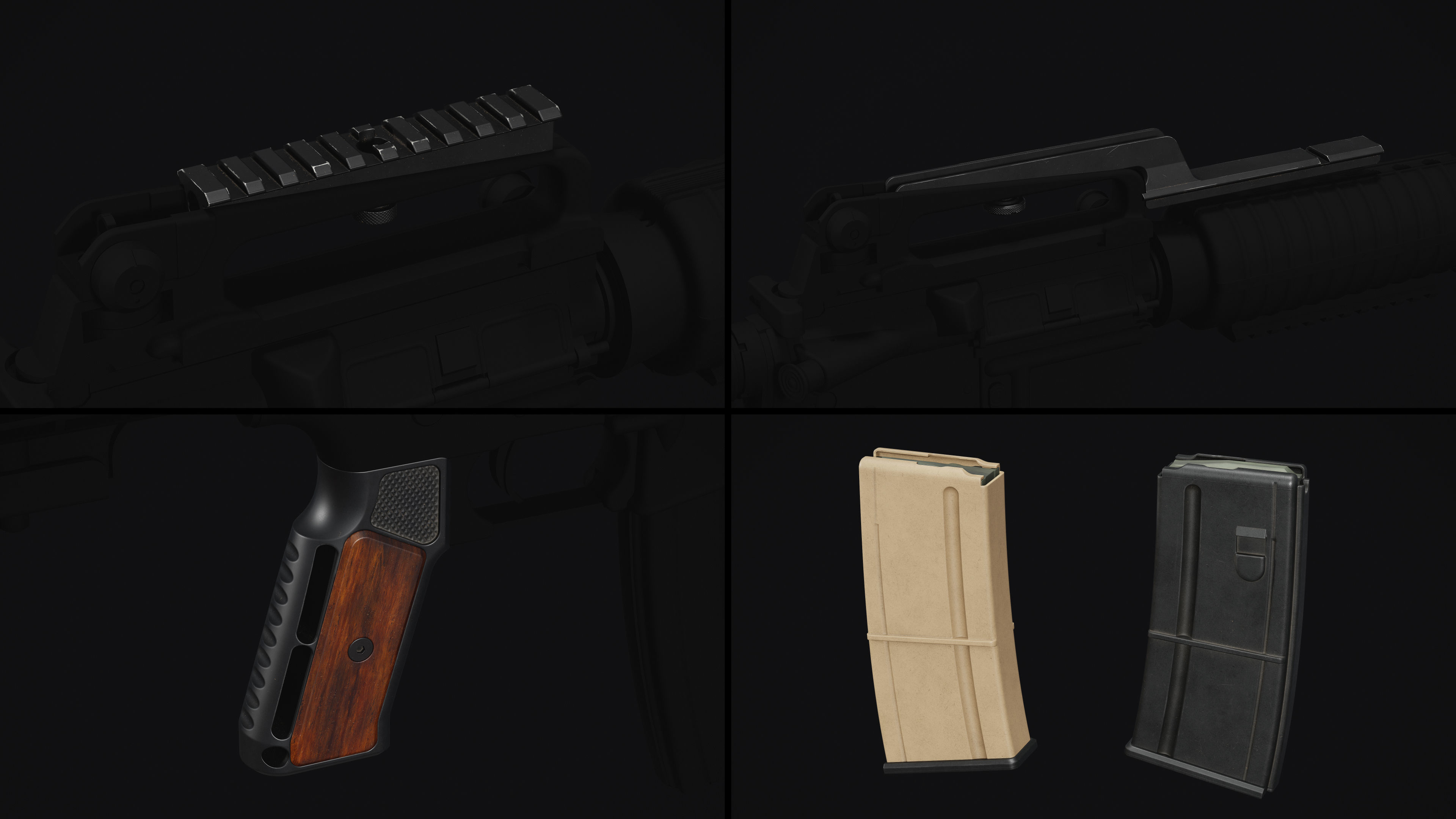 M4-AR15 Rifle Low-poly 3D model_22