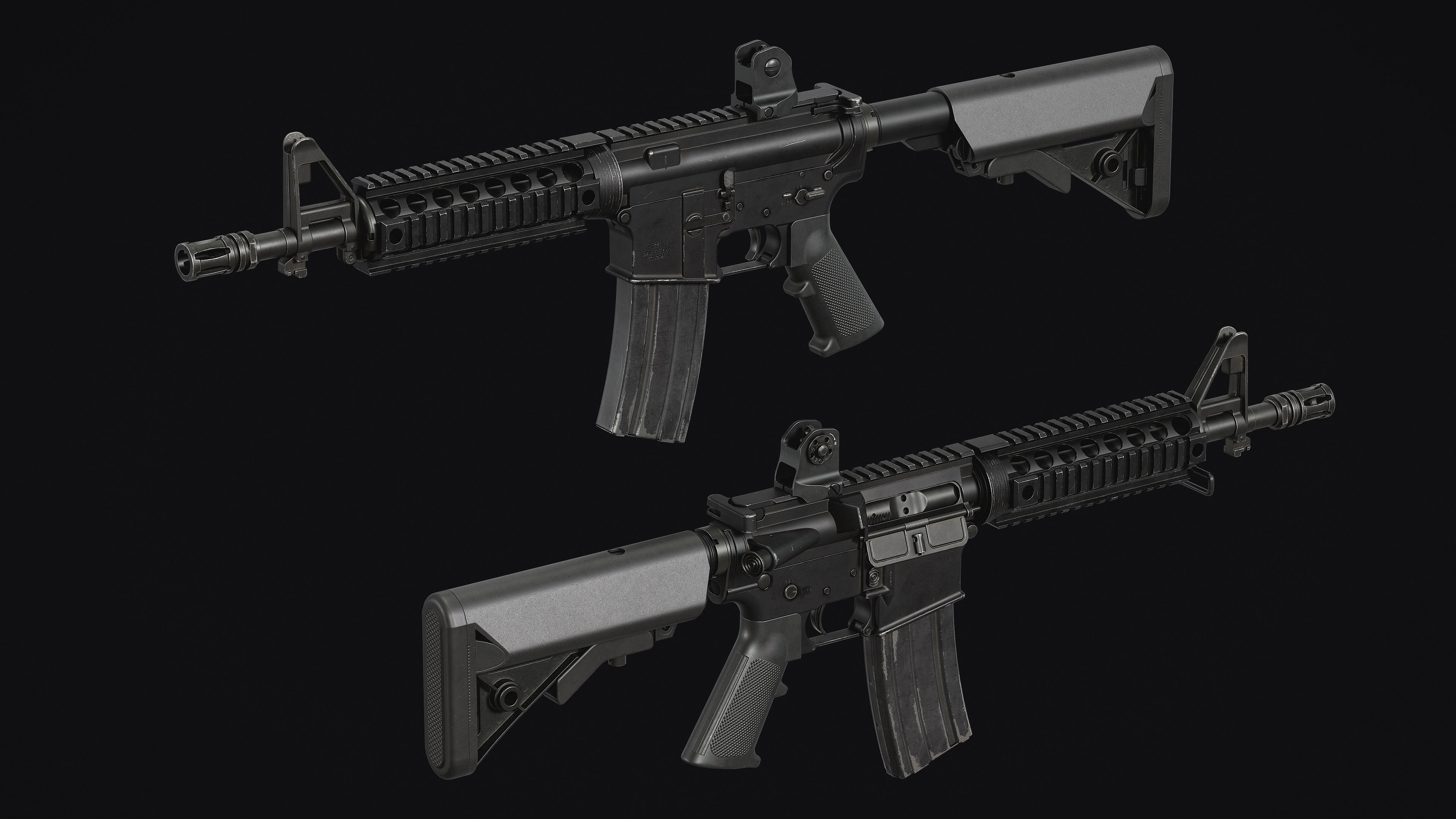 M4-AR15 Rifle Low-poly 3D model_5