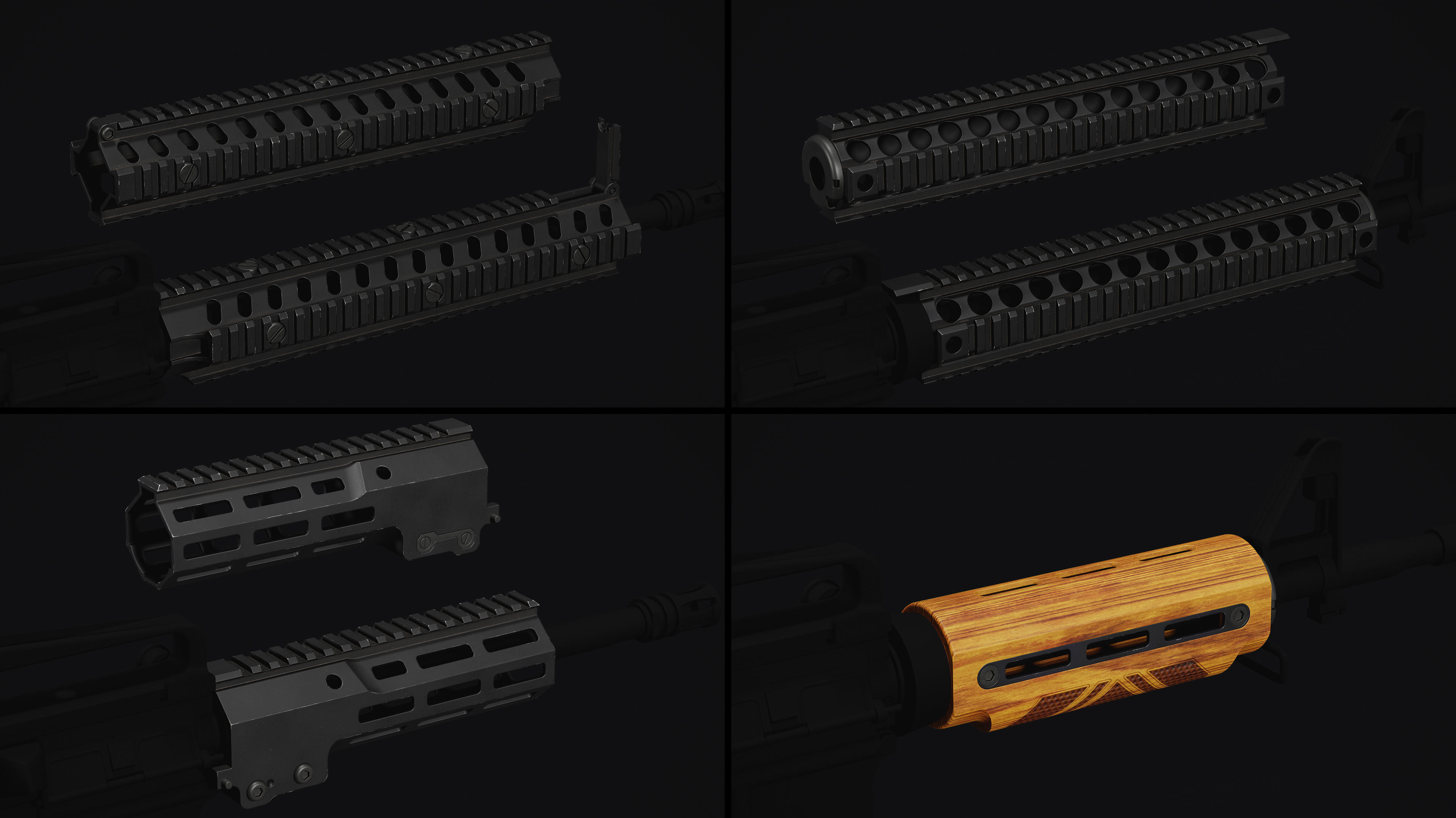 M4-AR15 Rifle Low-poly 3D model_25