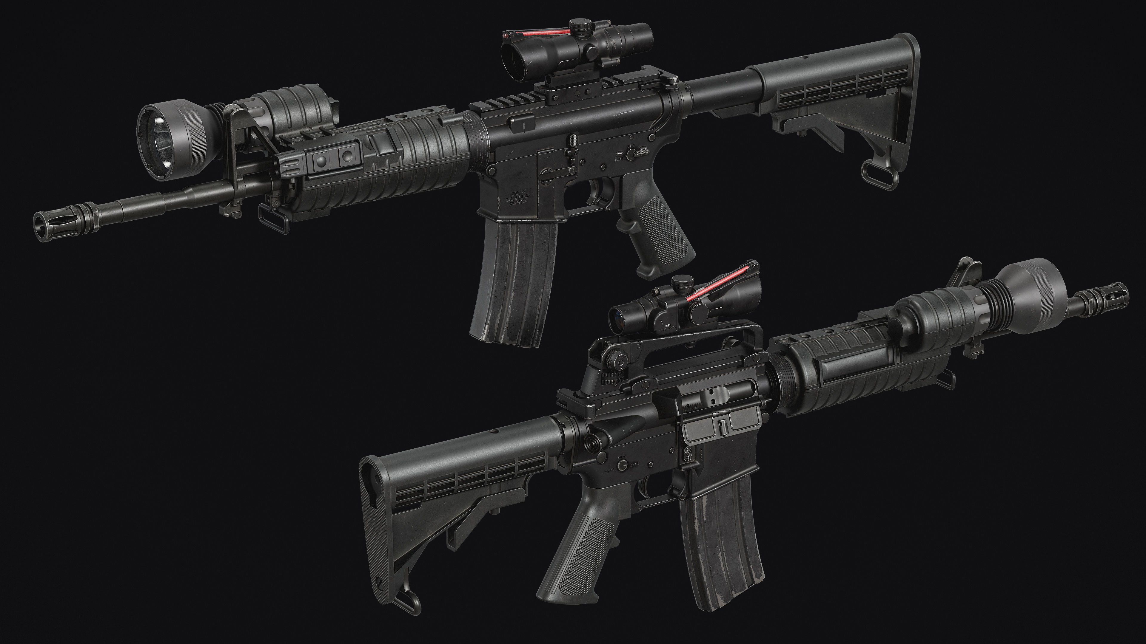 M4-AR15 Rifle Low-poly 3D model_8