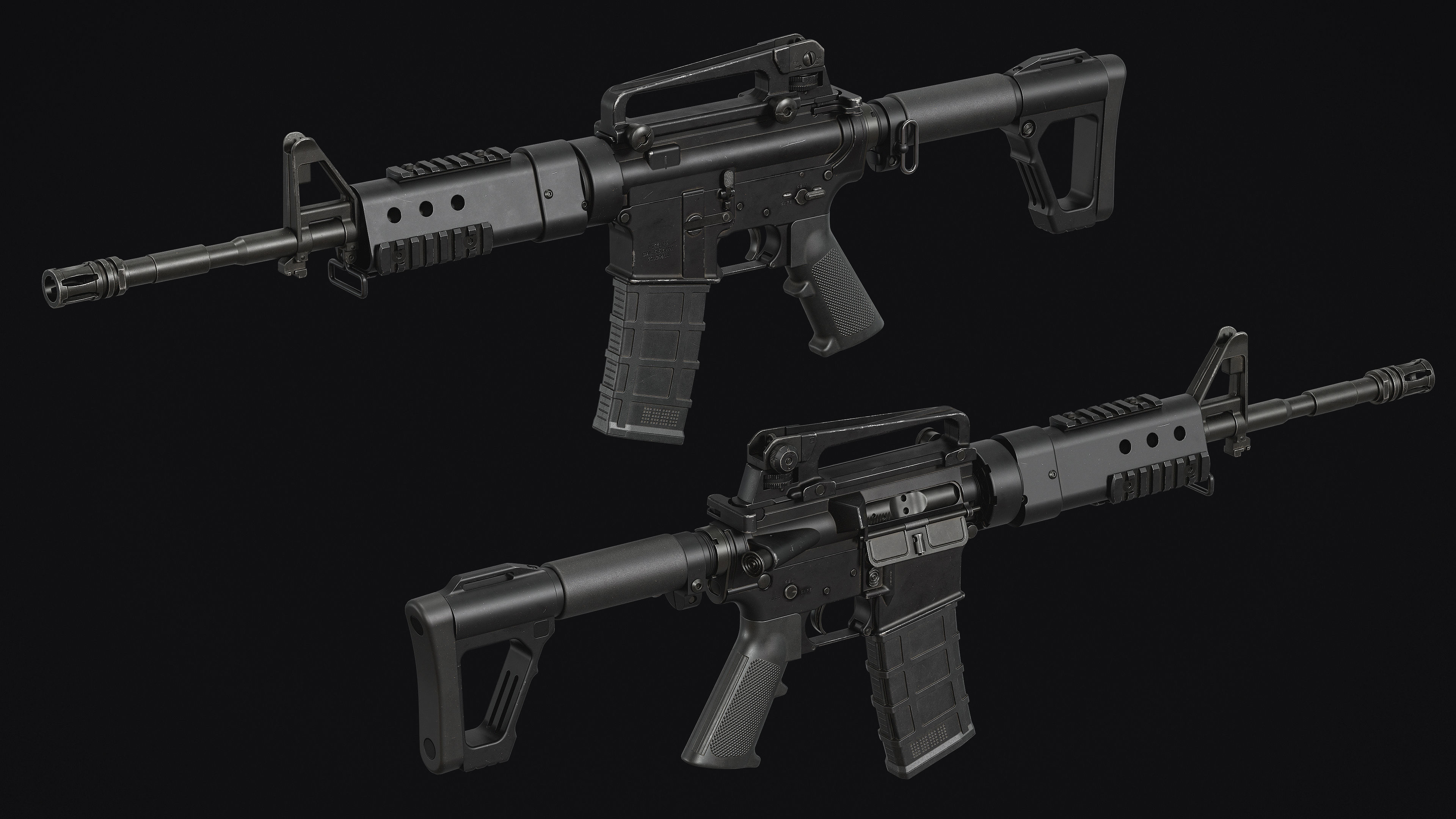 M4-AR15 Rifle Low-poly 3D model_4