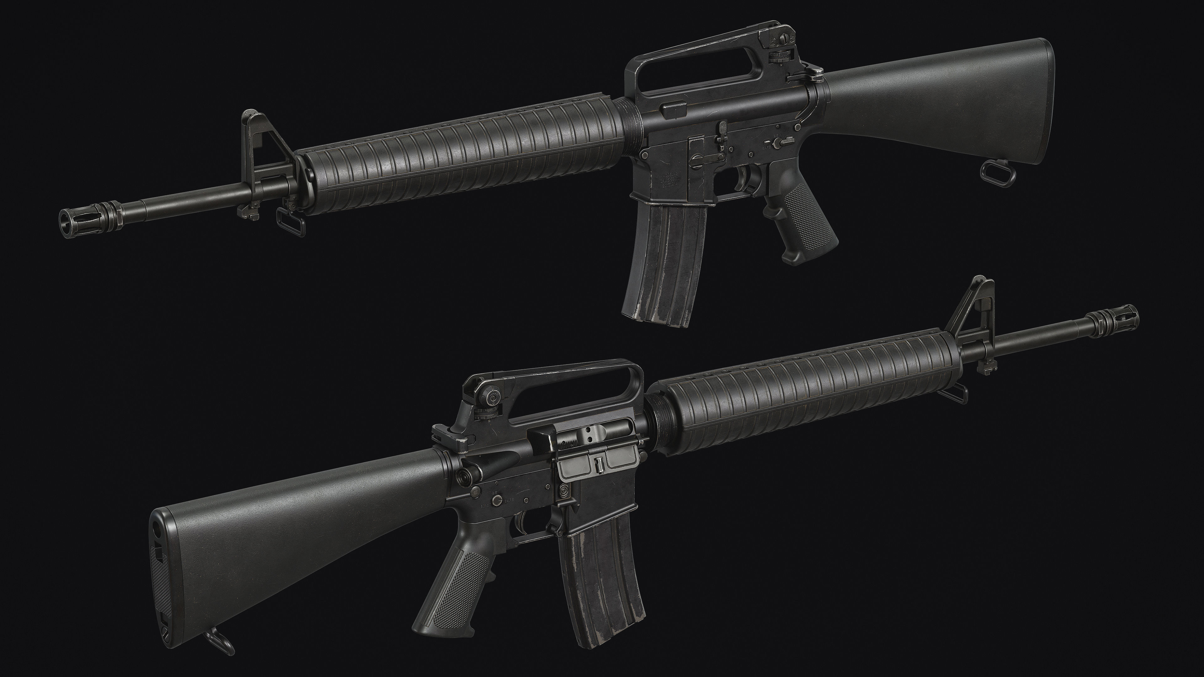 M4-AR15 Rifle Low-poly 3D model_9