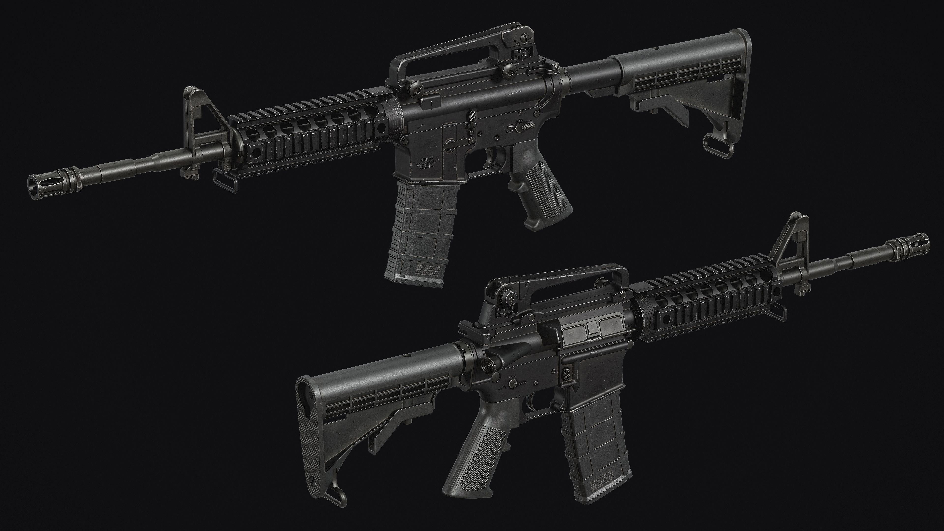 M4-AR15 Rifle Low-poly 3D model_2