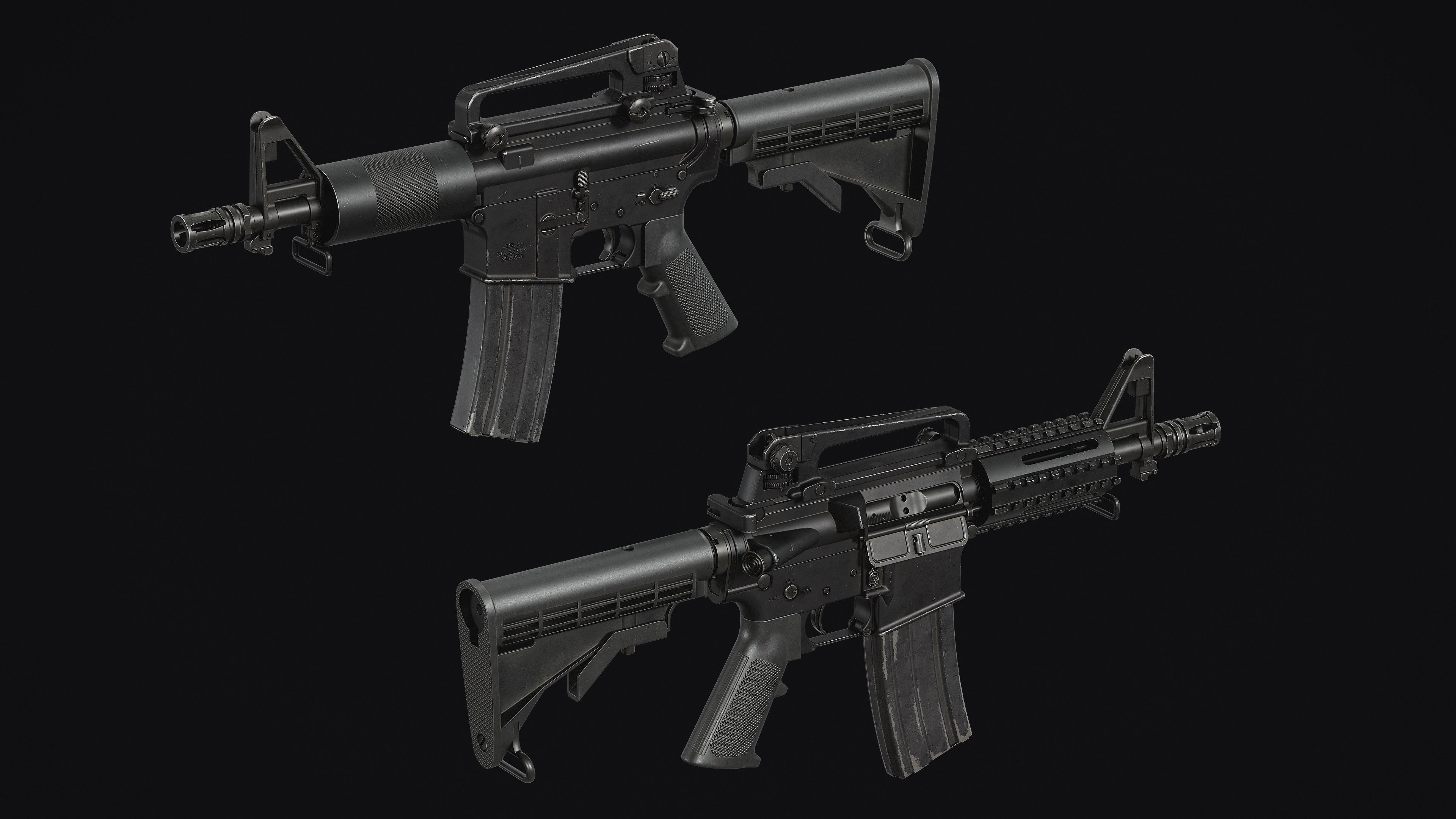 M4-AR15 Rifle Low-poly 3D model_6