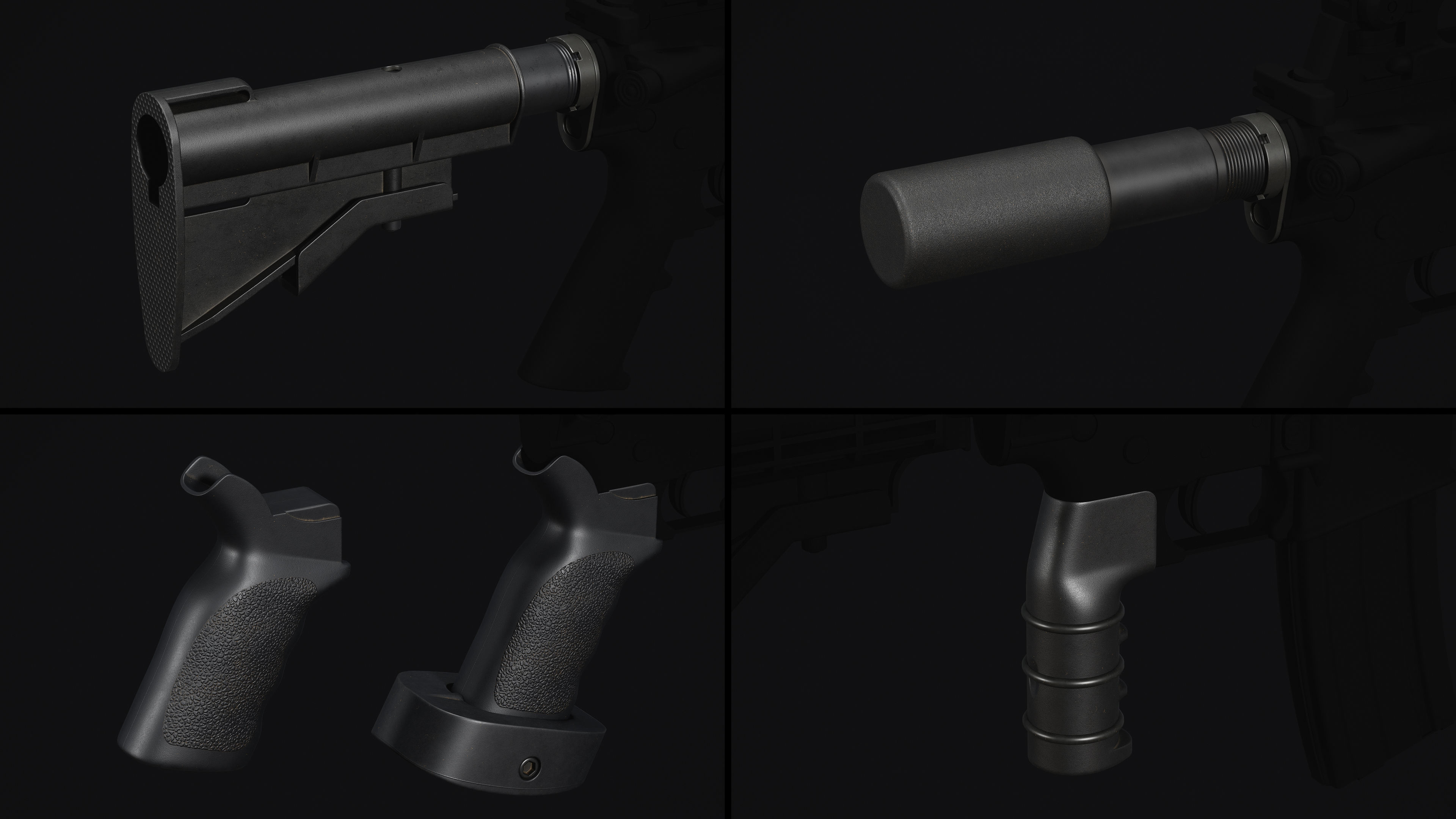 M4-AR15 Rifle Low-poly 3D model_30