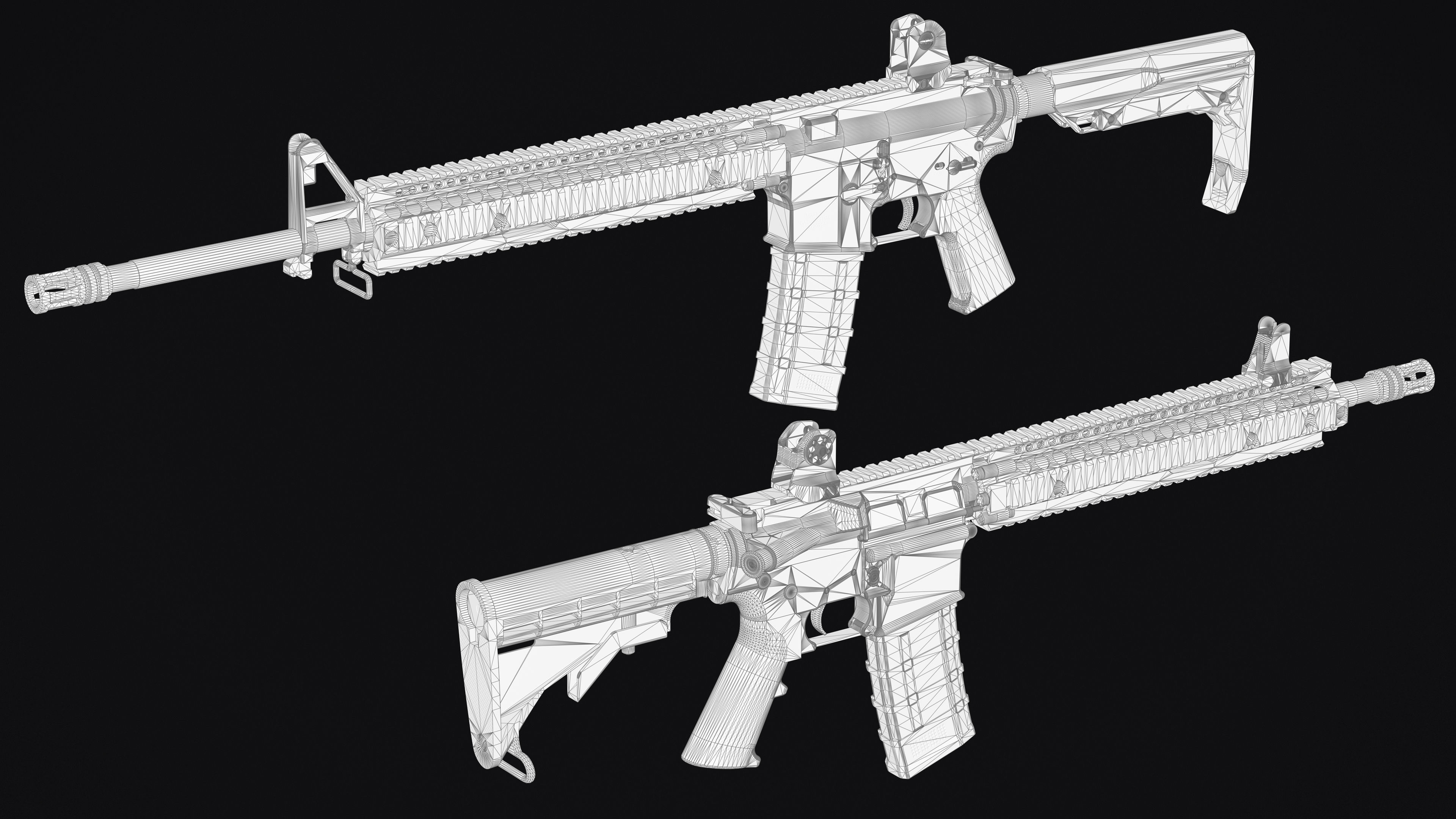 M4-AR15 Rifle Low-poly 3D model_36