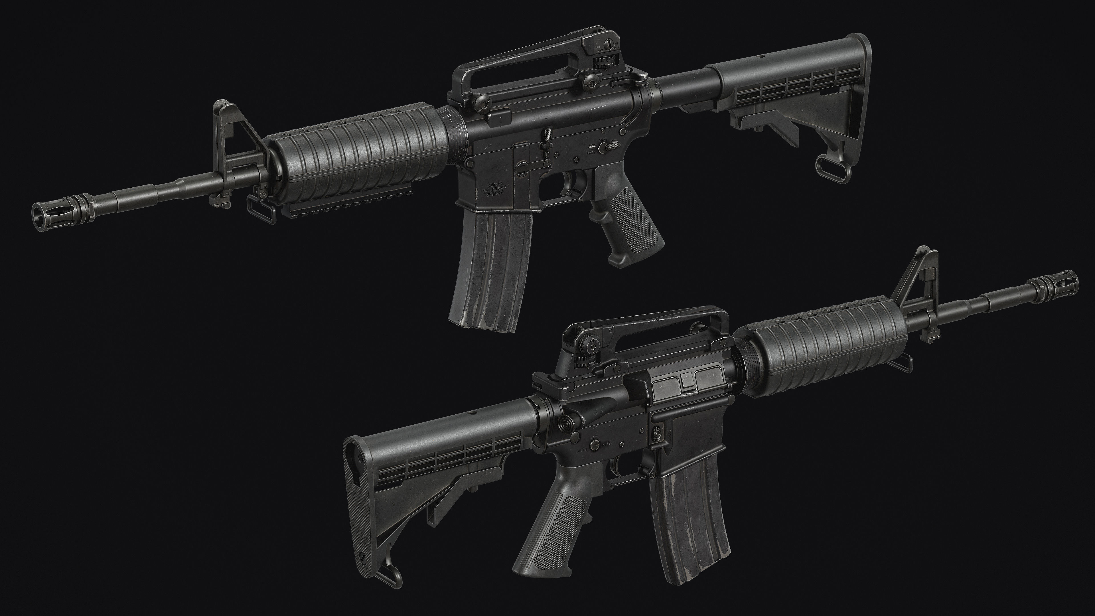 M4-AR15 Rifle Low-poly 3D model_1